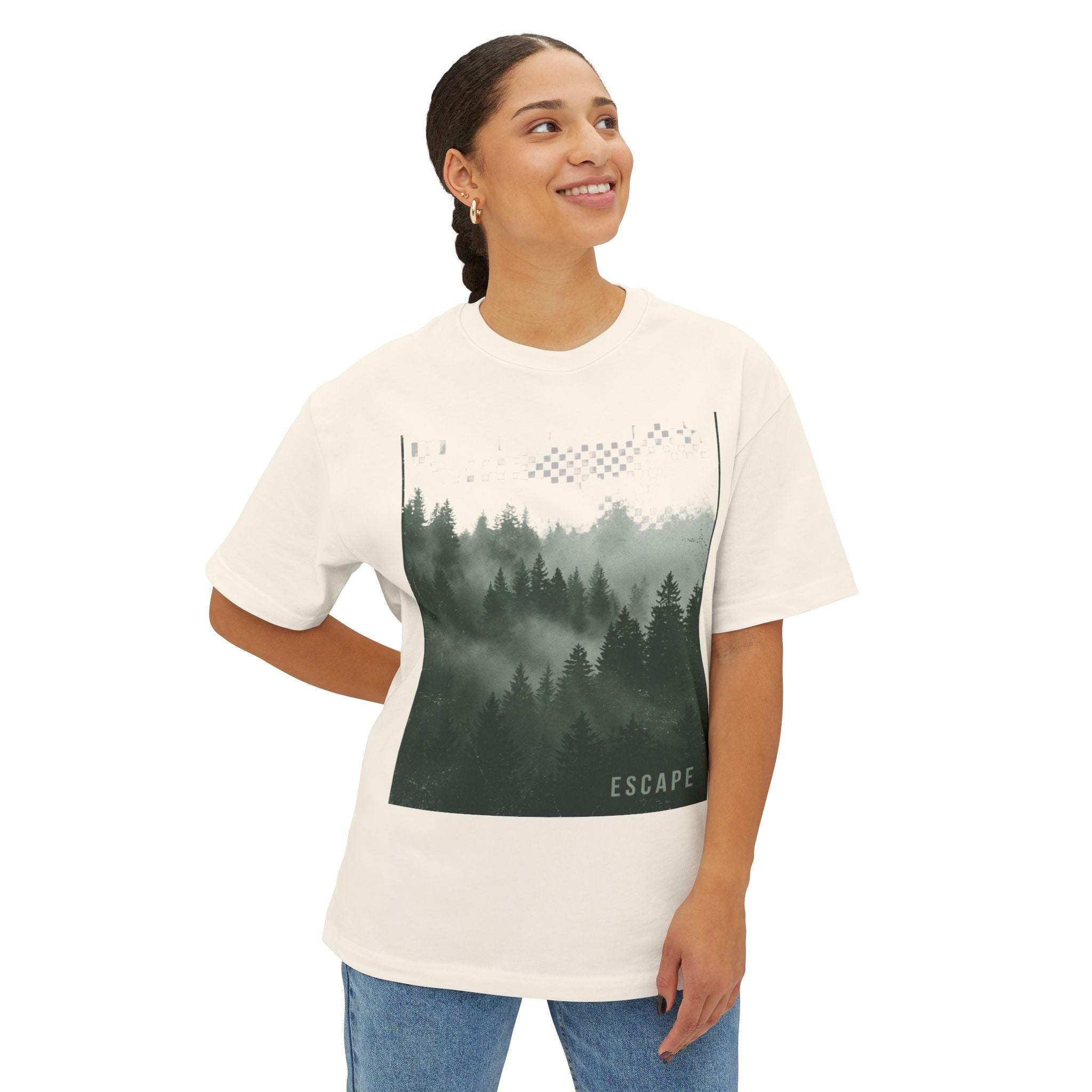 Escape Minimal Forest Graphic Tee — Oversized Boxy Tee