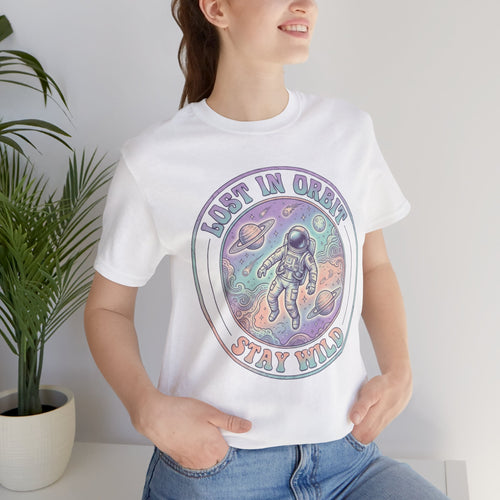 Astronaut T-Shirt — "Lost in Orbit Stay Wild" Vintage Space Tee