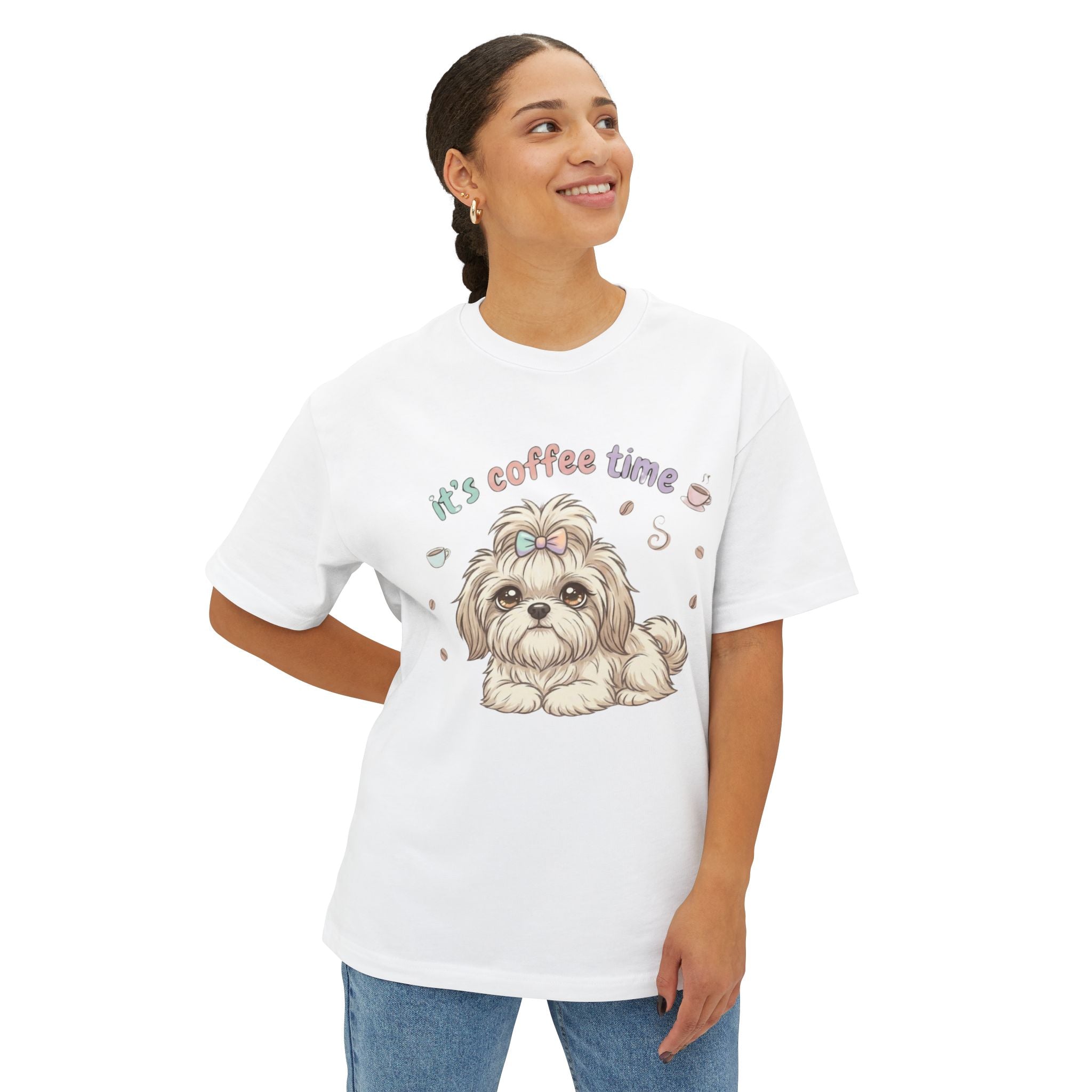 Shih Tzu 'It's Coffee Time' Oversized Tee