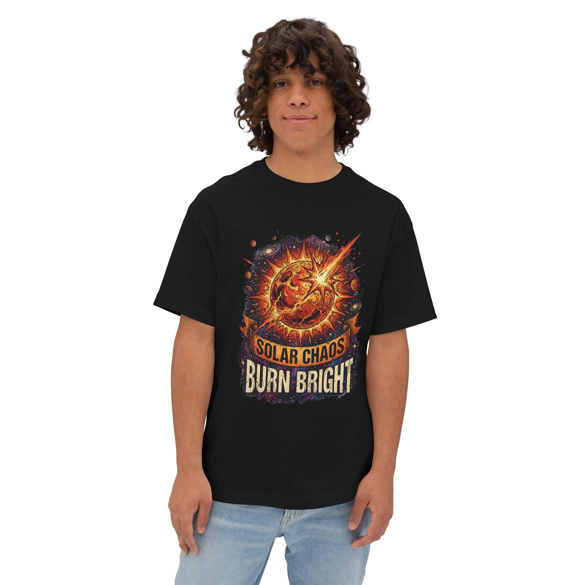 Solar Chaos "Burn Bright" Oversized Boxy Tee