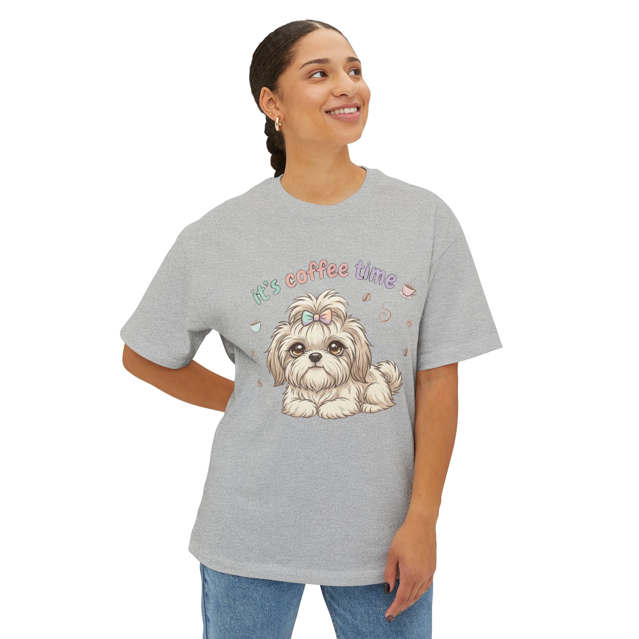 Shih Tzu 'It's Coffee Time' Oversized Tee
