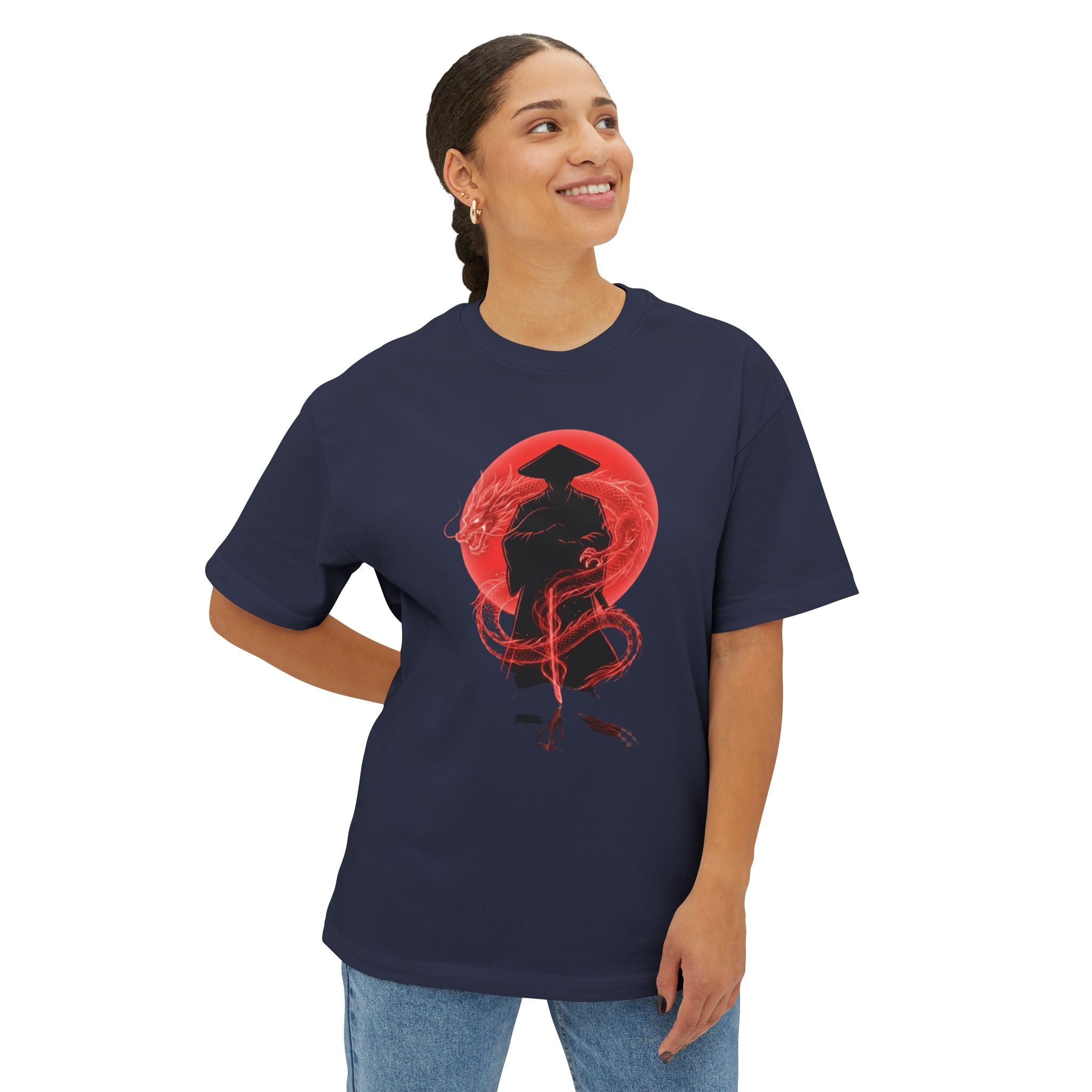 Red Moon Samurai Oversized Boxy Tee
