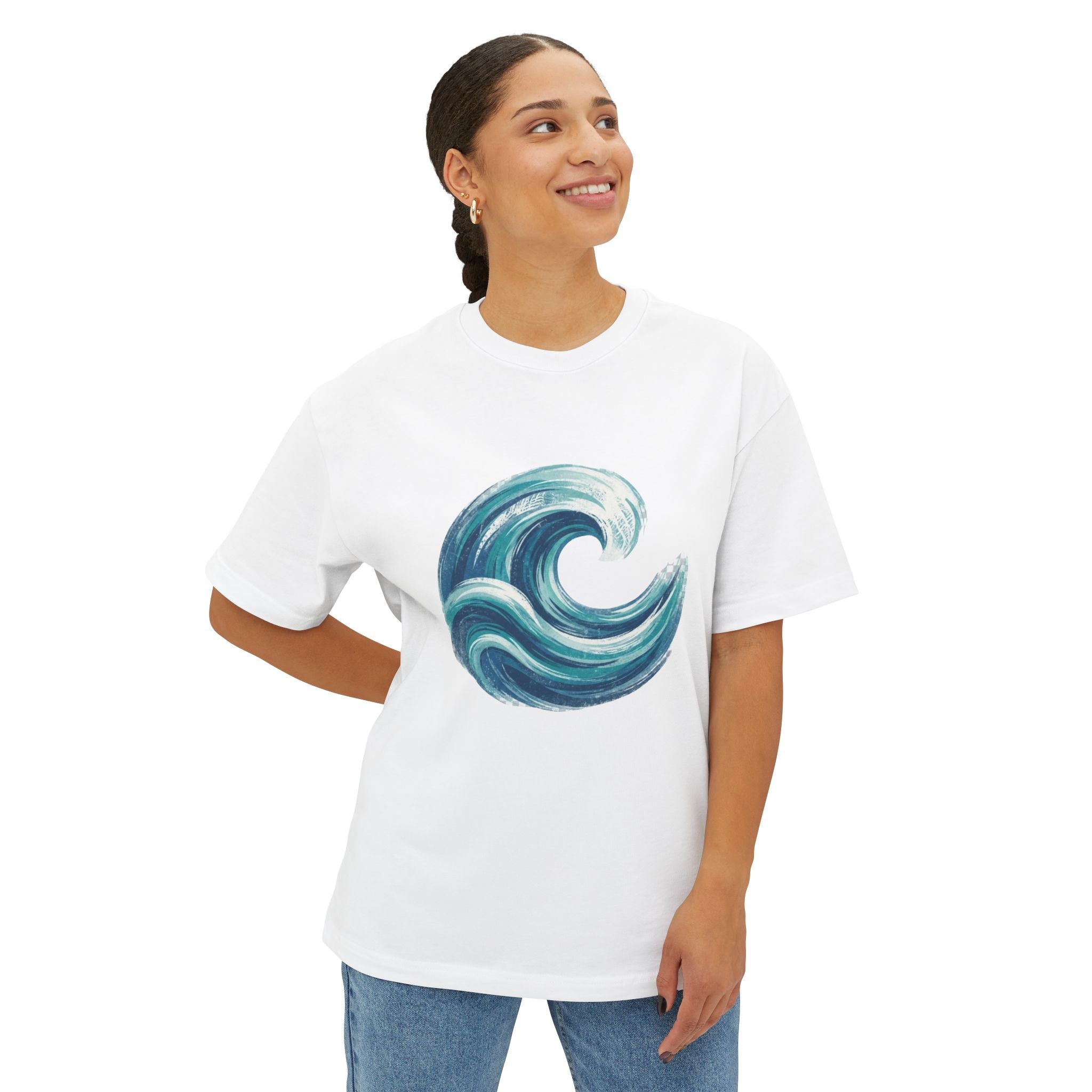 Ocean Wave Graphic Tee – Unisex Oversized Boxy Tee