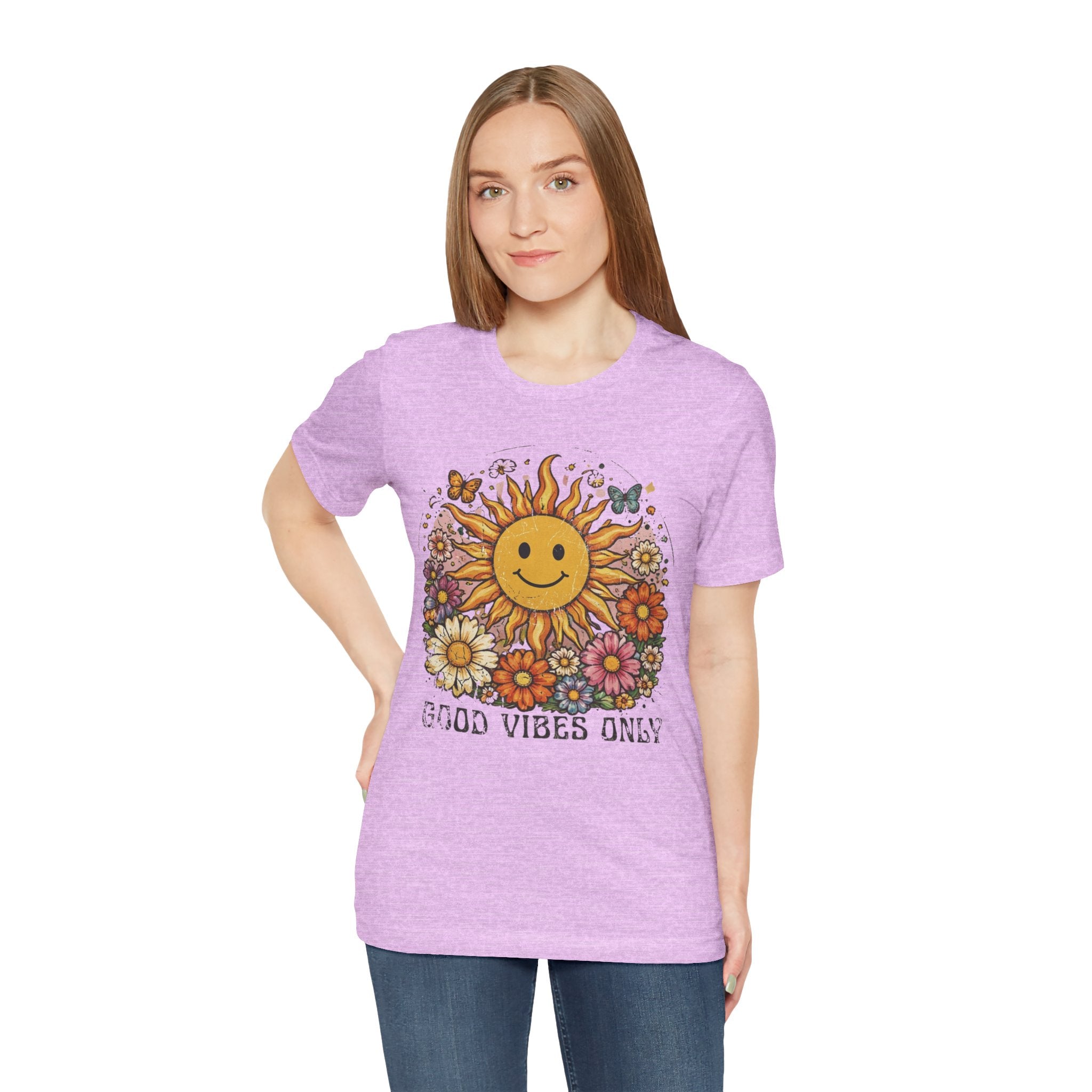 Good Vibes Only Sunflower Tee — Cute Retro Floral Graphic Shirt