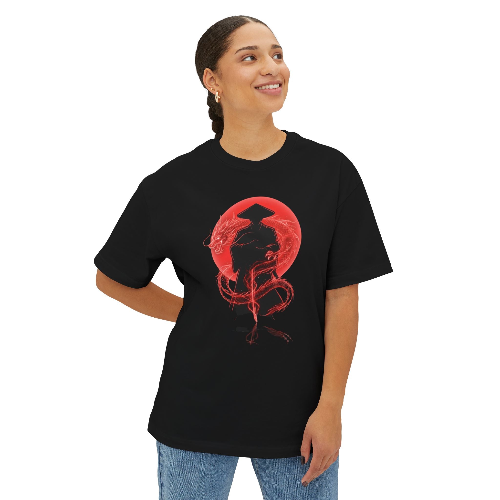 Red Moon Samurai Oversized Boxy Tee