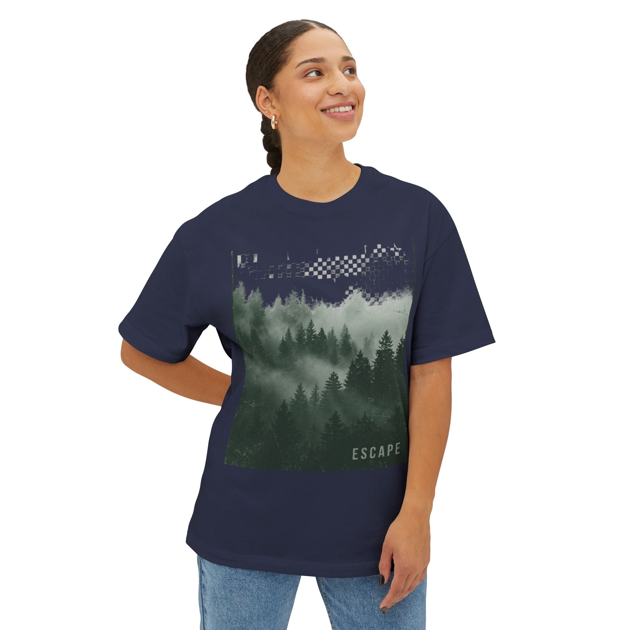 Escape Minimal Forest Graphic Tee — Oversized Boxy Tee