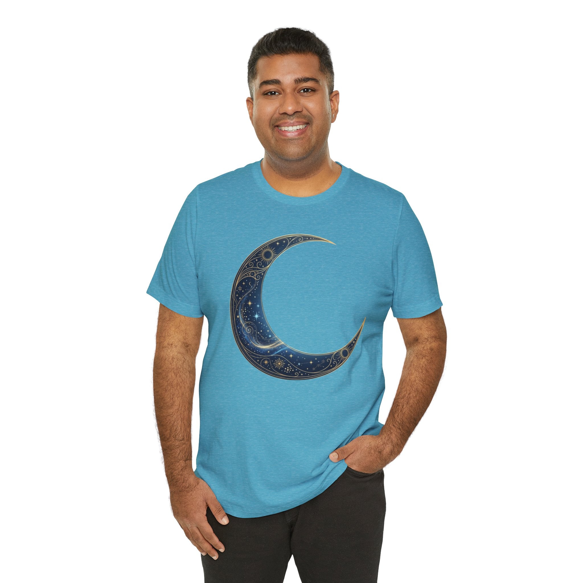 Crescent Moon Floral Tee — Celestial Night Sky Graphic T-Shirt