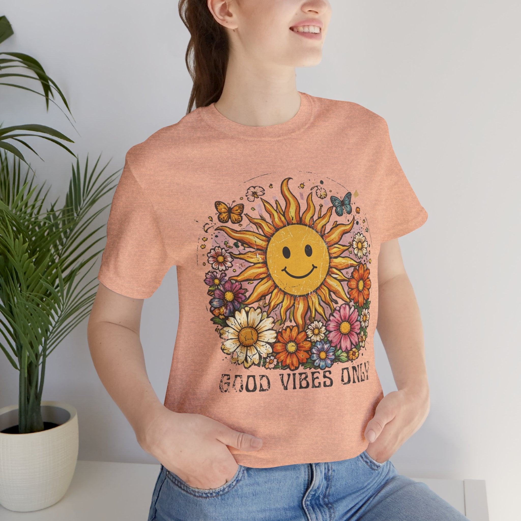 Good Vibes Only Sunflower Tee — Cute Retro Floral Graphic Shirt