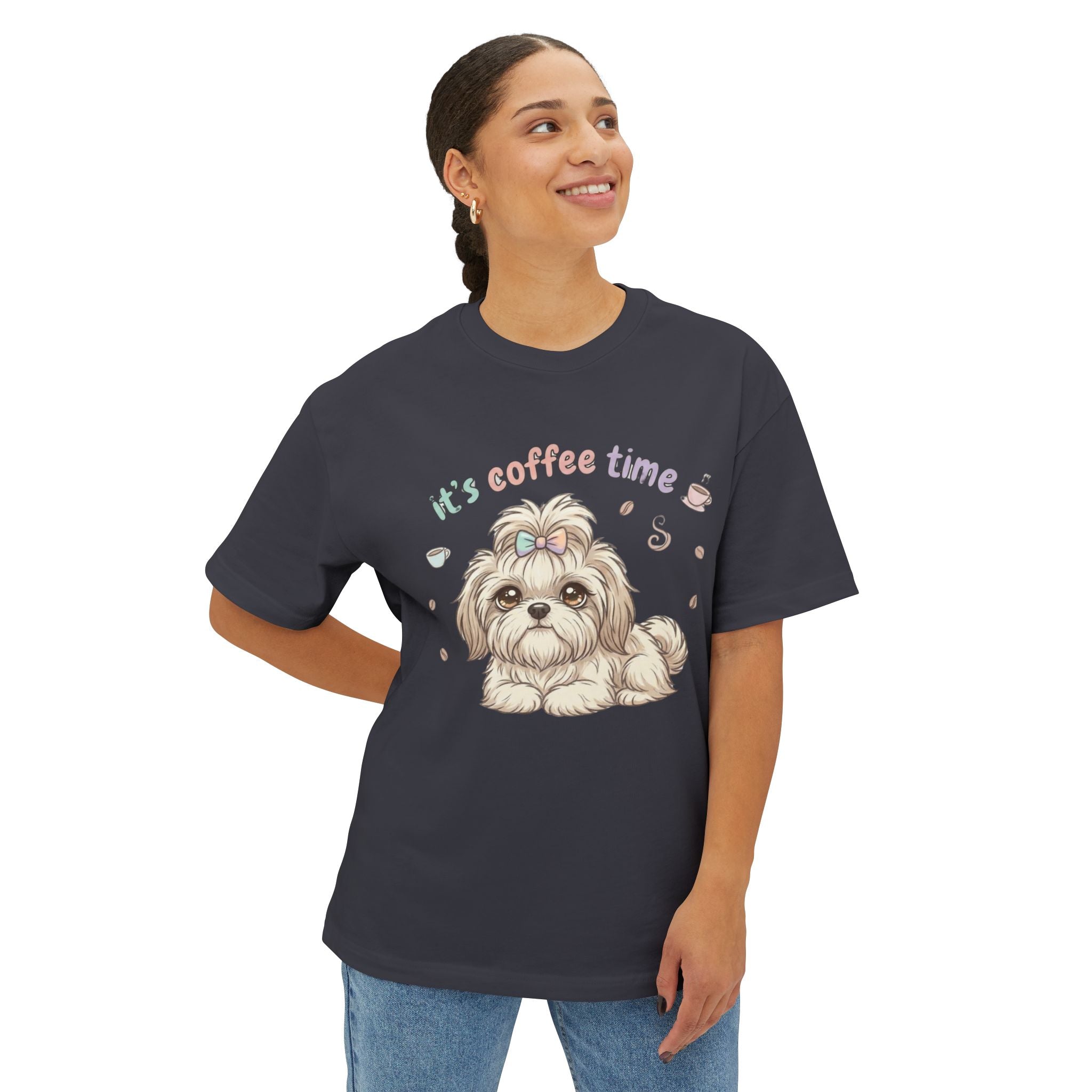 Shih Tzu 'It's Coffee Time' Oversized Tee