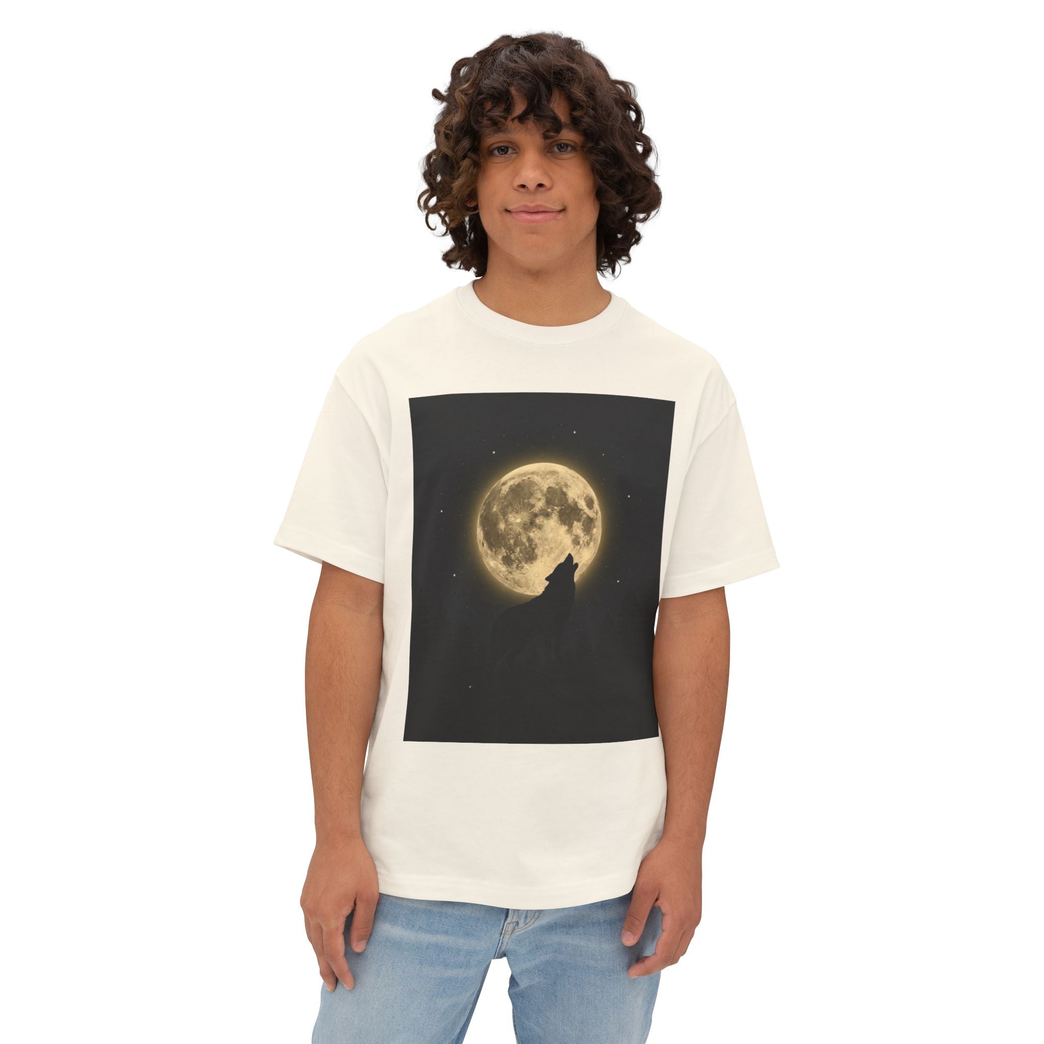 Moon Wolf Night Sky Tee — Aesthetic Wolf Graphic T-Shirt