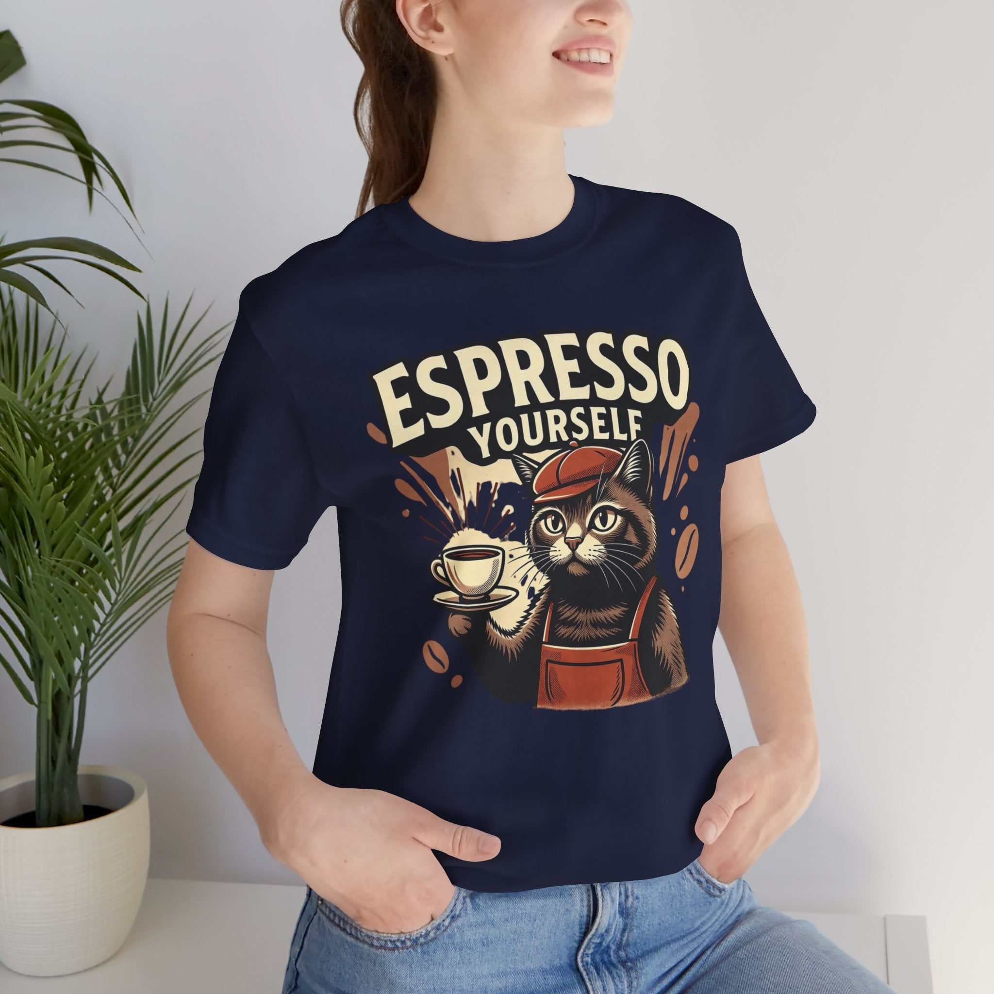 Espresso Yourself Cat T-Shirt — Funny Coffee Lover Tee