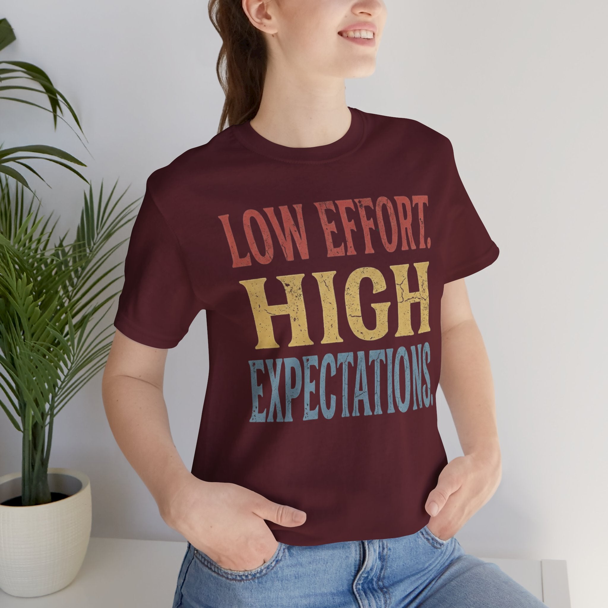 Low Effort, High Expectations Tee — Funny Sarcastic Vintage Distressed T-Shirt