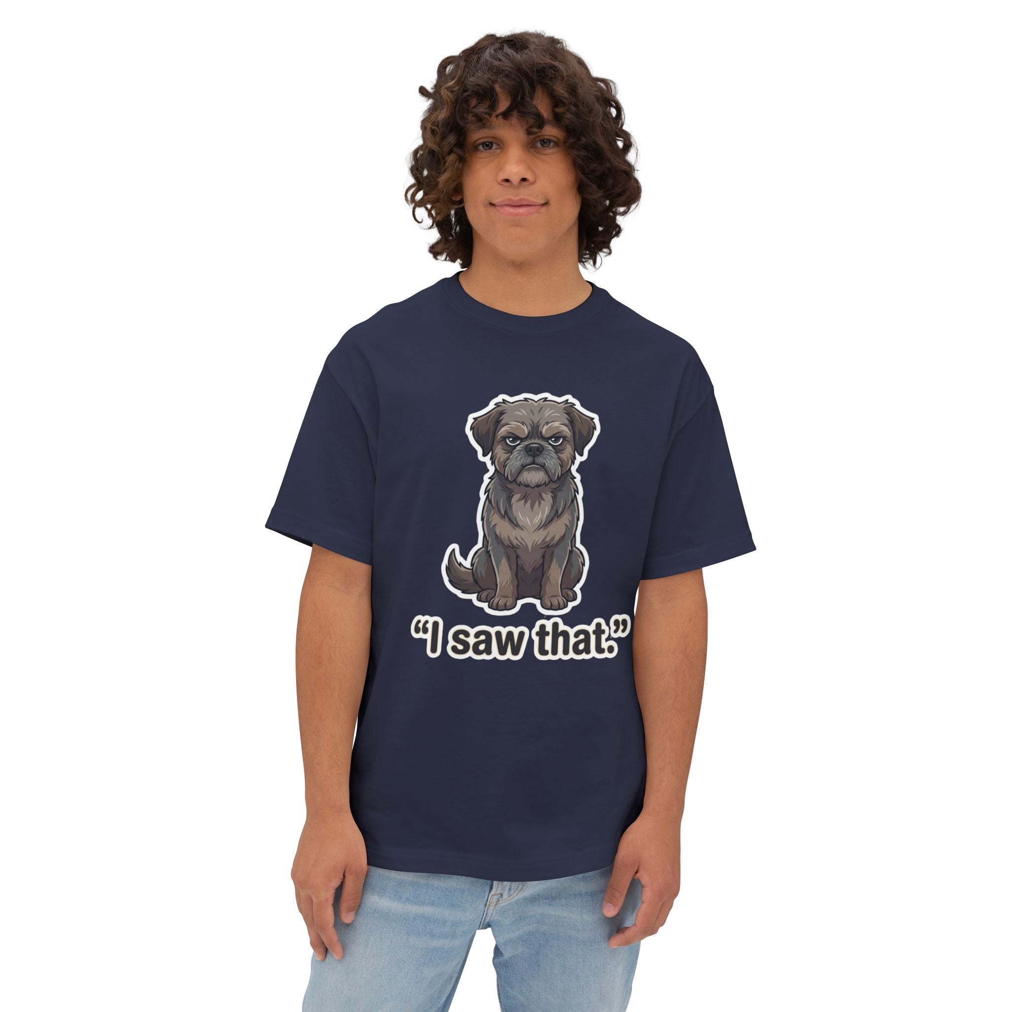 "I Saw That" Funny Dog Graphic Oversized Boxy Tee
