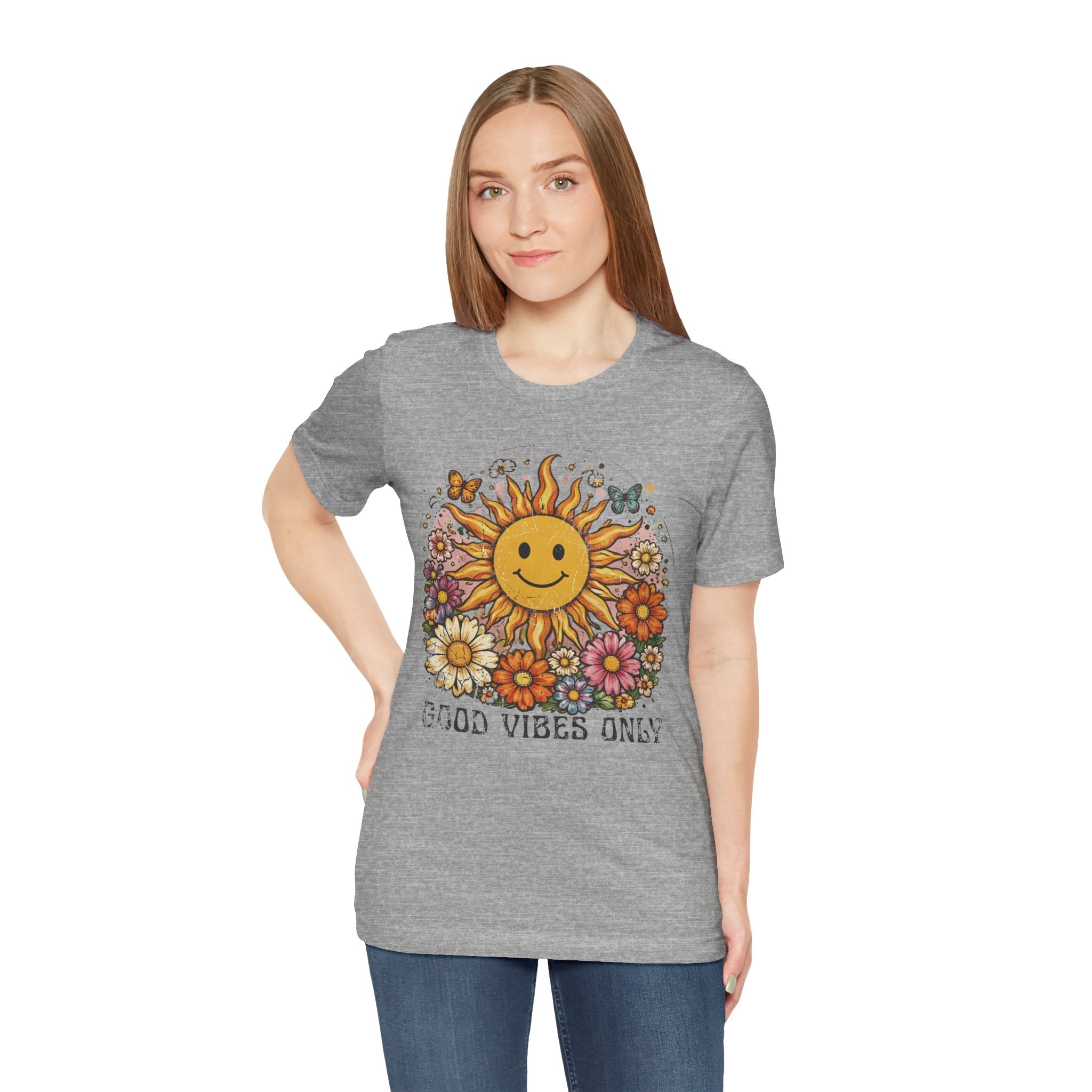 Good Vibes Only Sunflower Tee — Cute Retro Floral Graphic Shirt