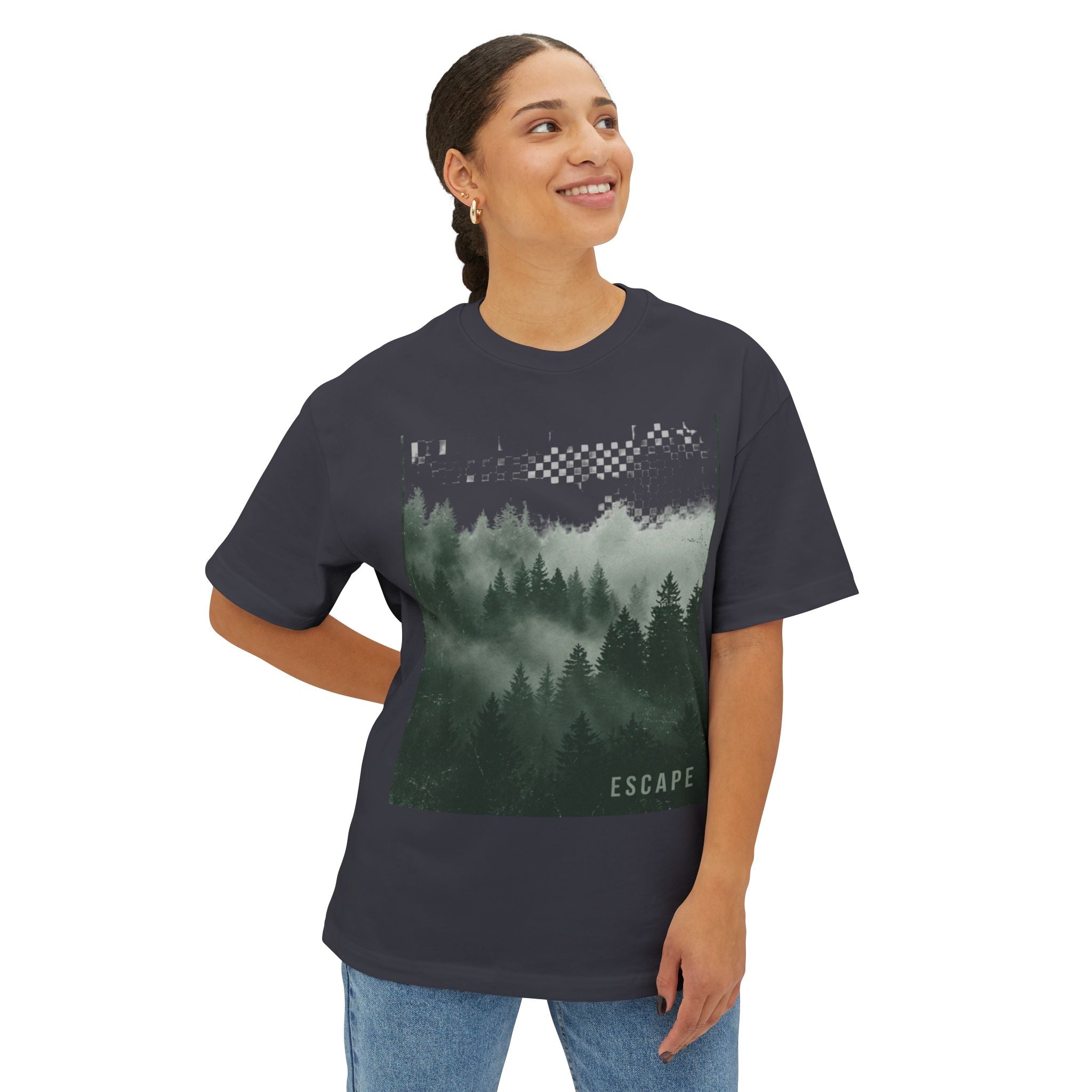 Escape Minimal Forest Graphic Tee — Oversized Boxy Tee