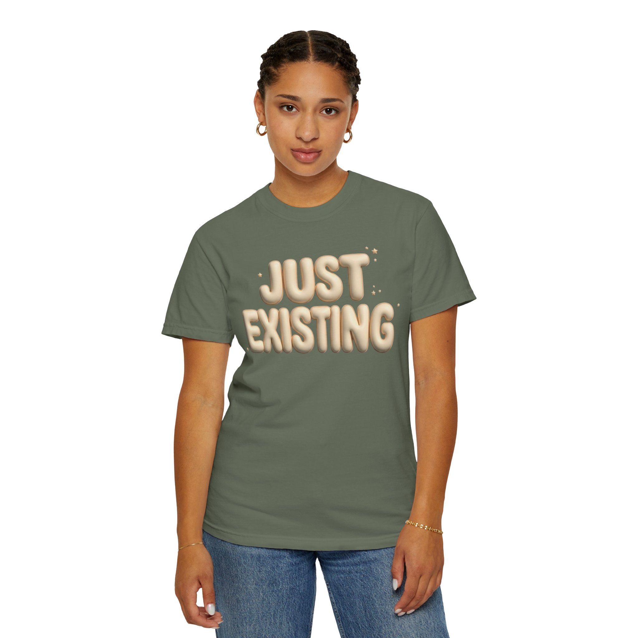 Just Existing Minimal Statement T-Shirt — Casual Everyday Tee for Relaxed Vibes