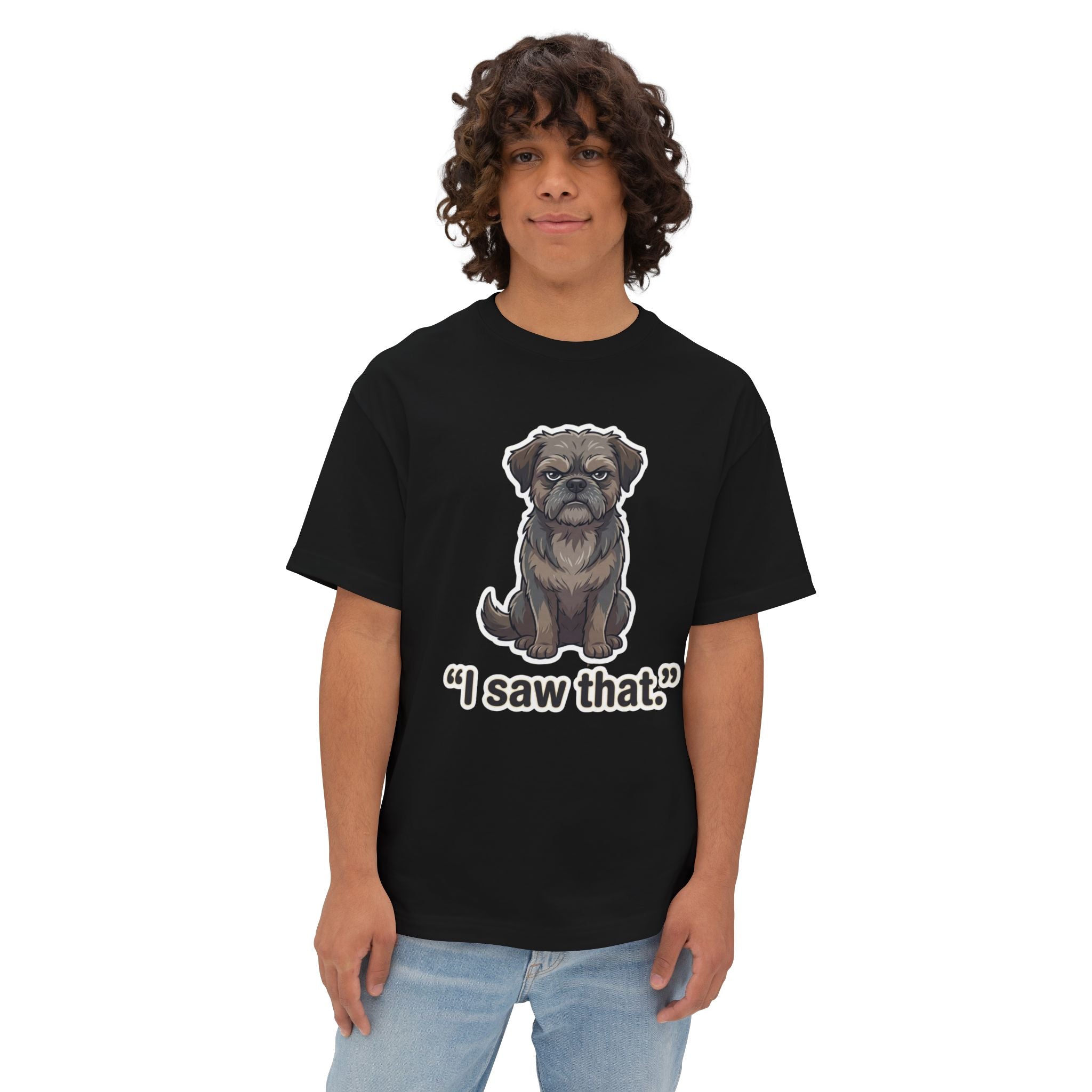 "I Saw That" Funny Dog Graphic Oversized Boxy Tee