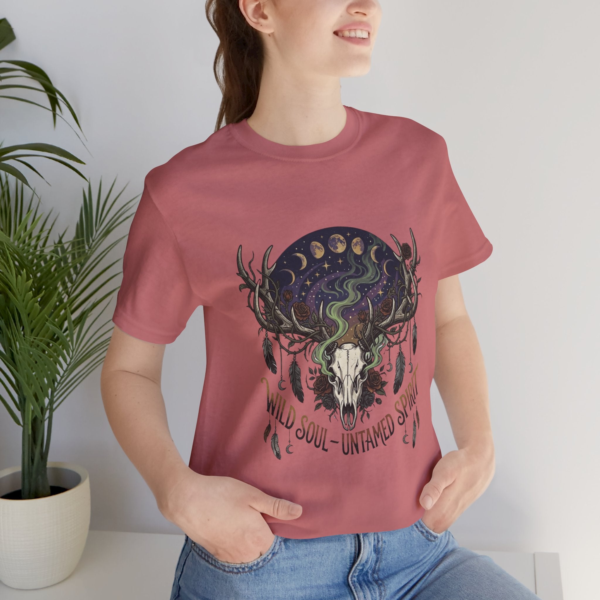 Wild Soul Tee — Boho Skull & Moon Graphic T-Shirt