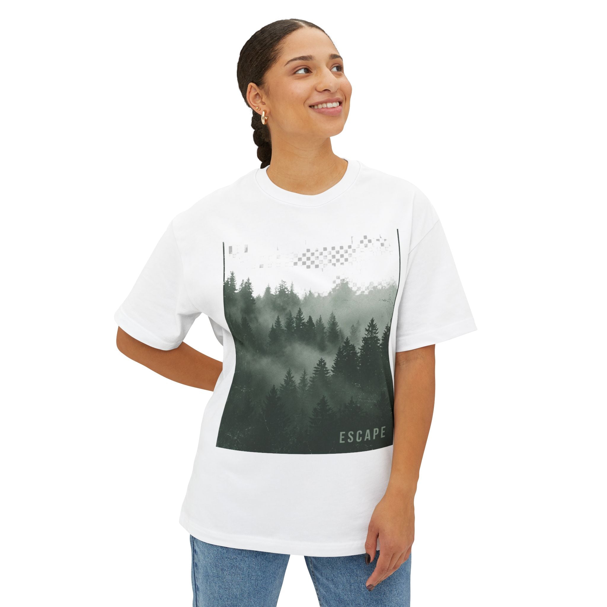 Escape Minimal Forest Graphic Tee — Oversized Boxy Tee