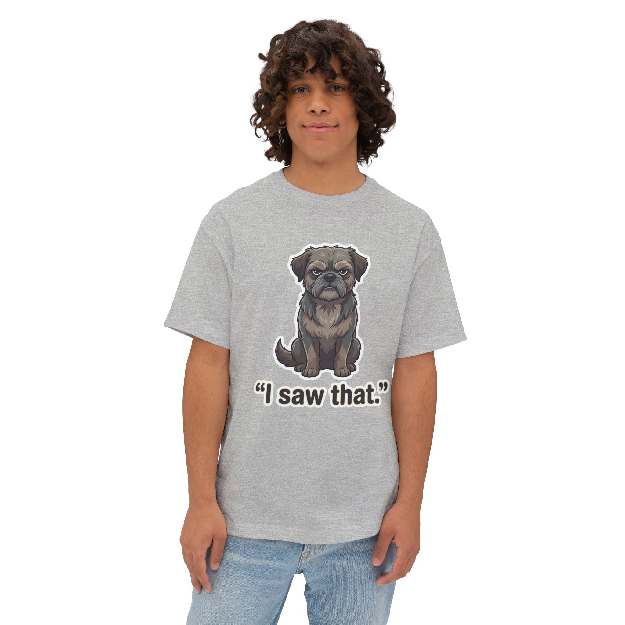 "I Saw That" Funny Dog Graphic Oversized Boxy Tee