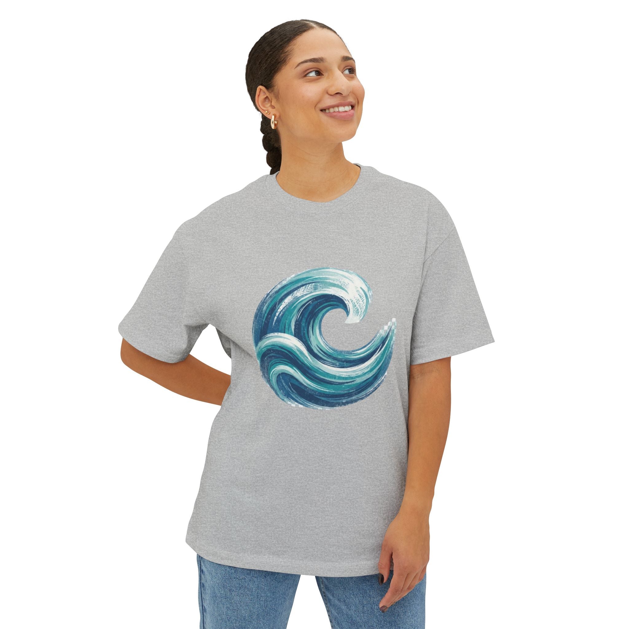 Ocean Wave Graphic Tee – Unisex Oversized Boxy Tee