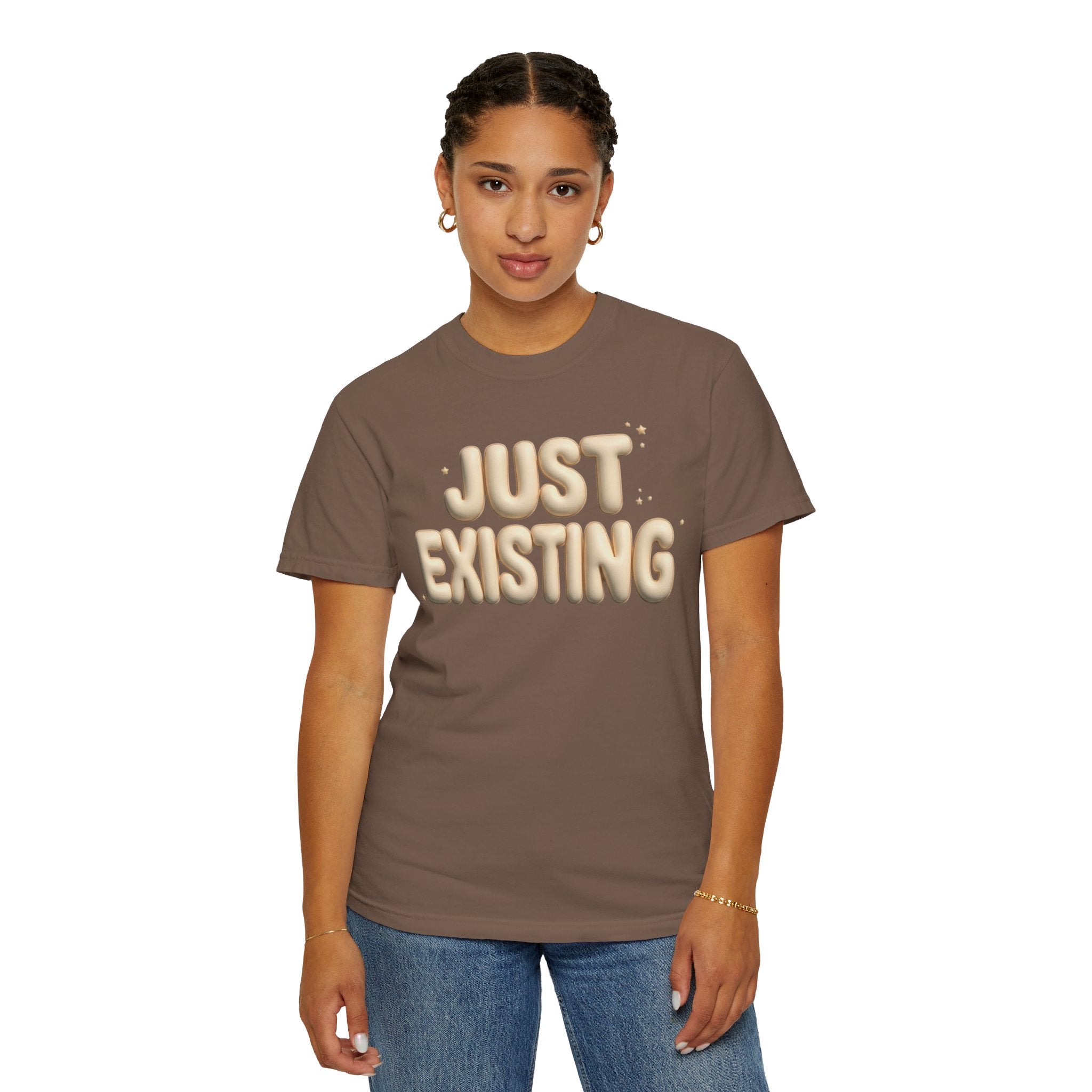 Just Existing Minimal Statement T-Shirt — Casual Everyday Tee for Relaxed Vibes
