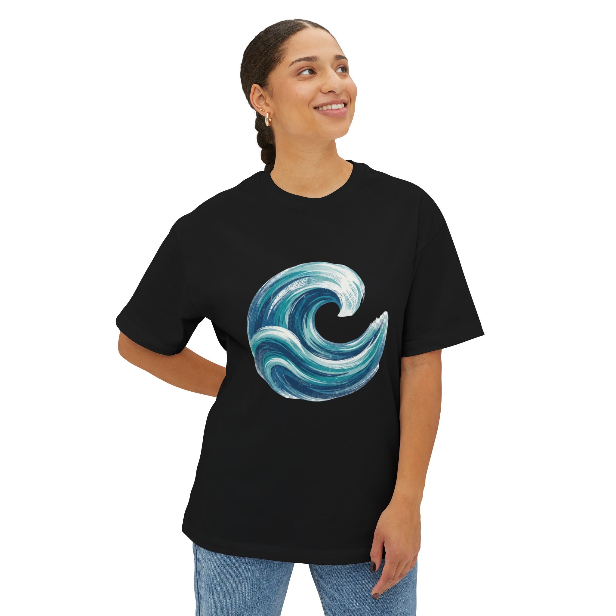 Ocean Wave Graphic Tee – Unisex Oversized Boxy Tee