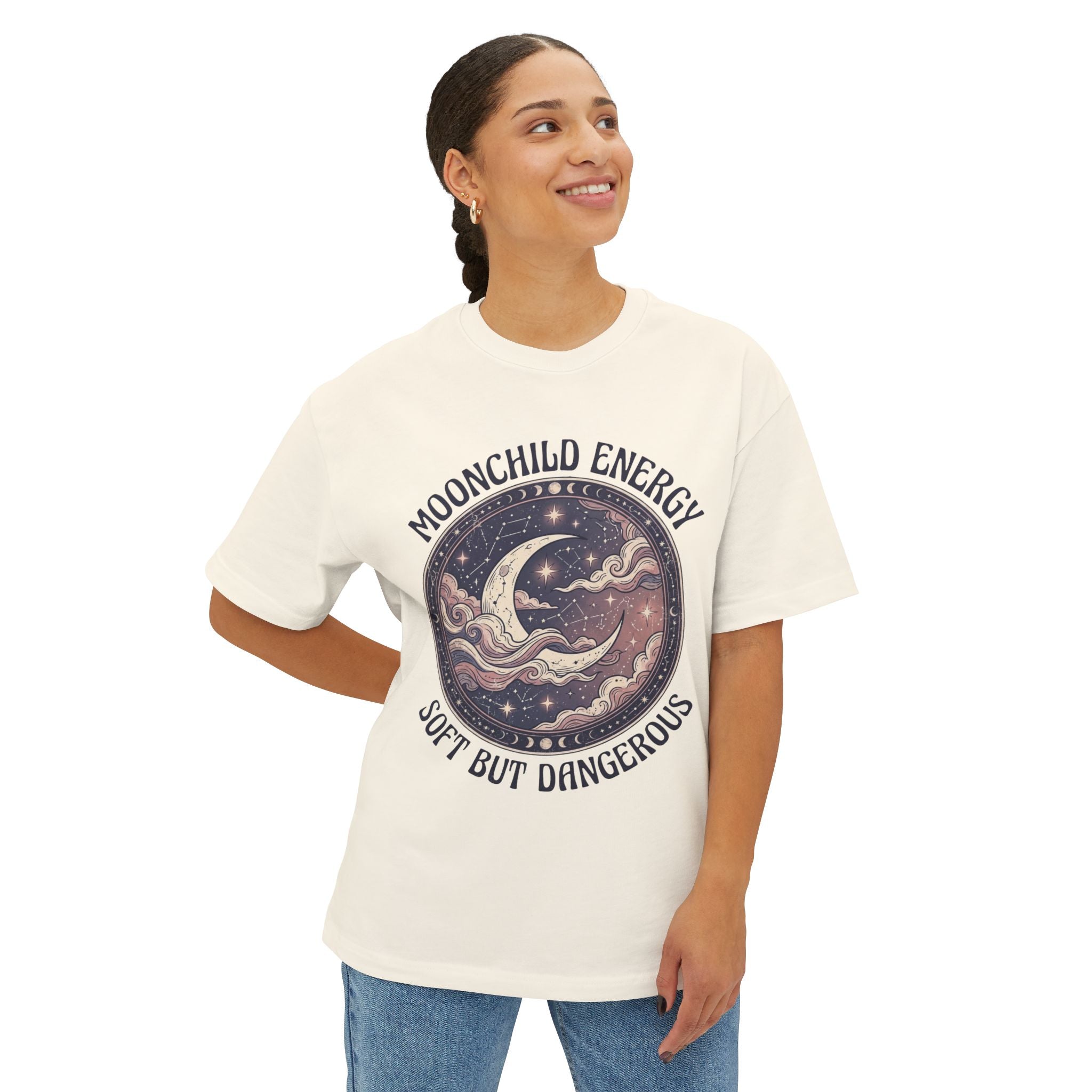 Moonchild Energy T-Shirt — "Soft but Dangerous" Oversized Boxy Tee