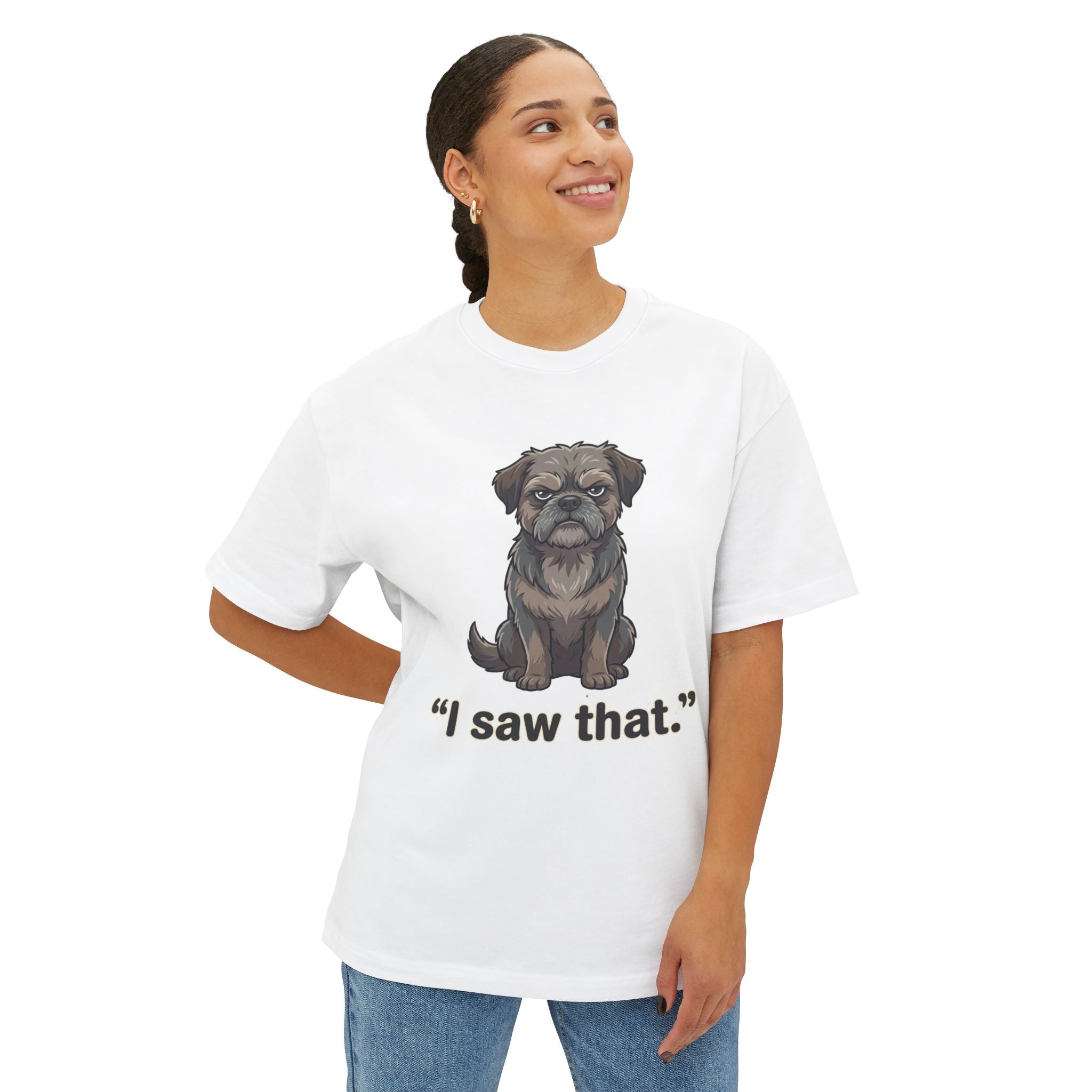 "I Saw That" Funny Dog Graphic Oversized Boxy Tee