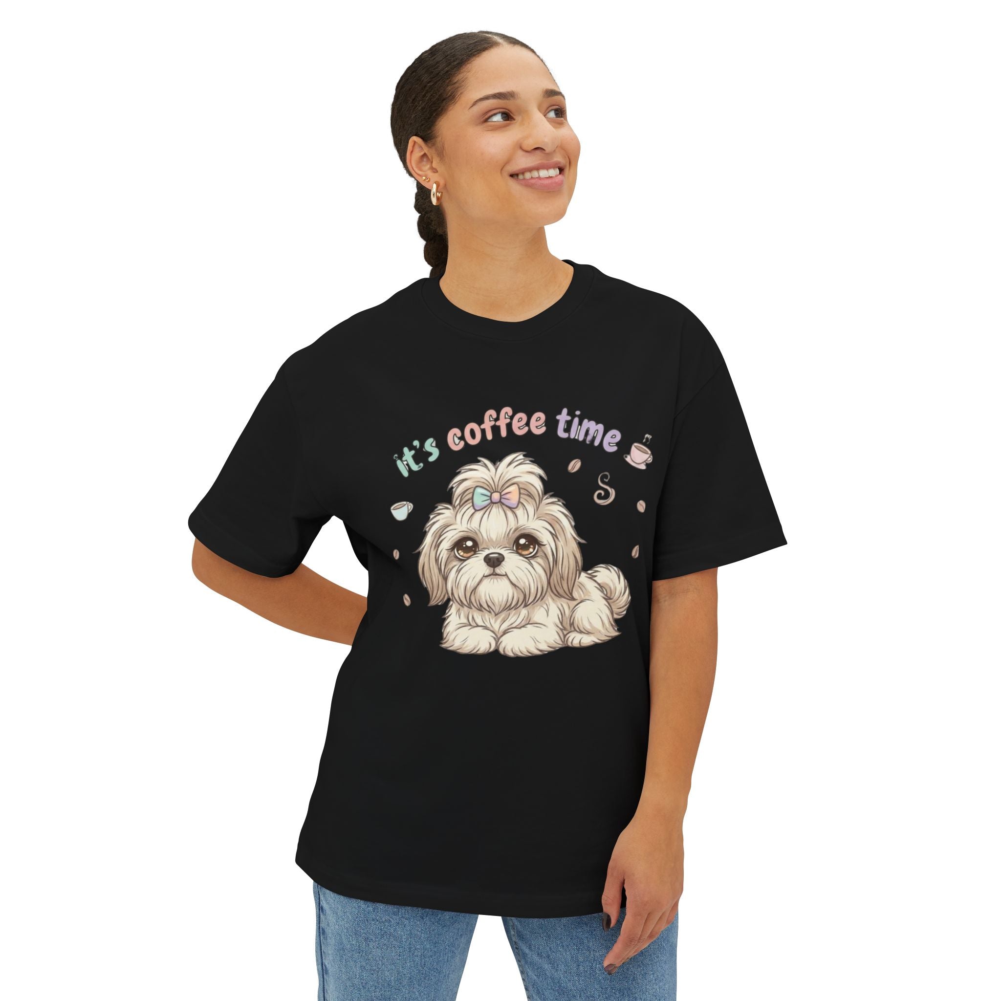Shih Tzu 'It's Coffee Time' Oversized Tee