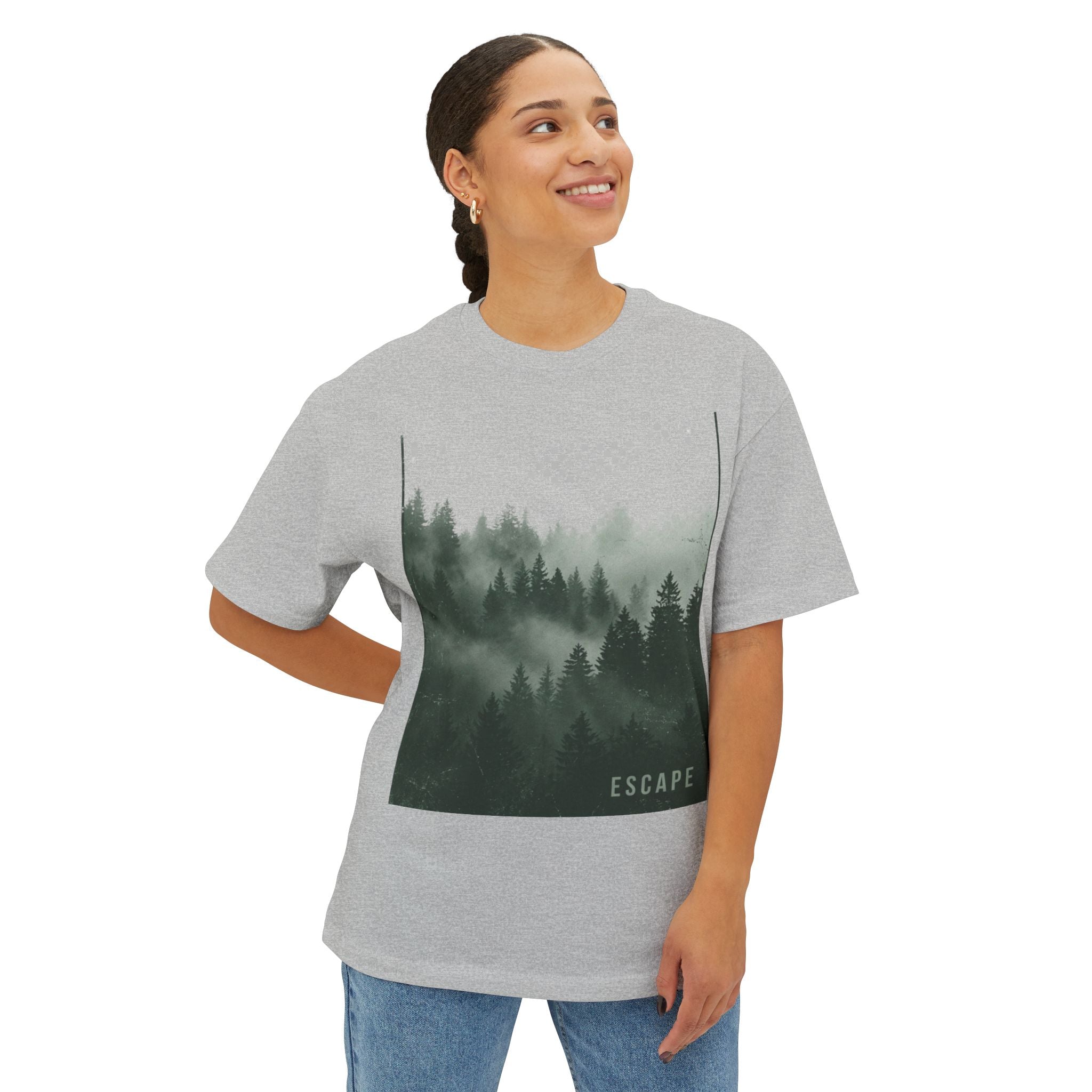 Escape Minimal Forest Graphic Tee — Oversized Boxy Tee