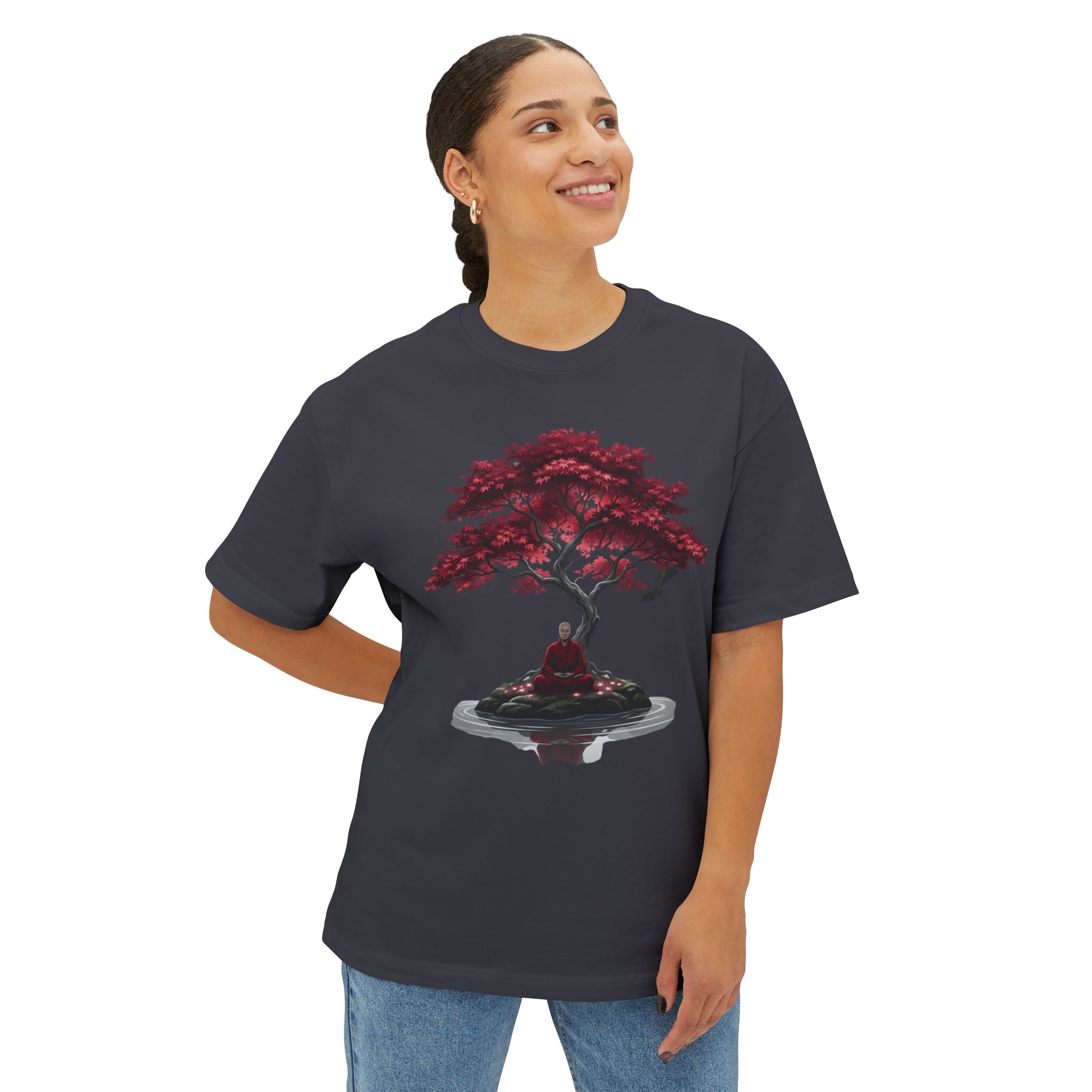 Inner Peace Oversized Boxy Tee — Relaxed Fit Mindfulness Graphic Shirt