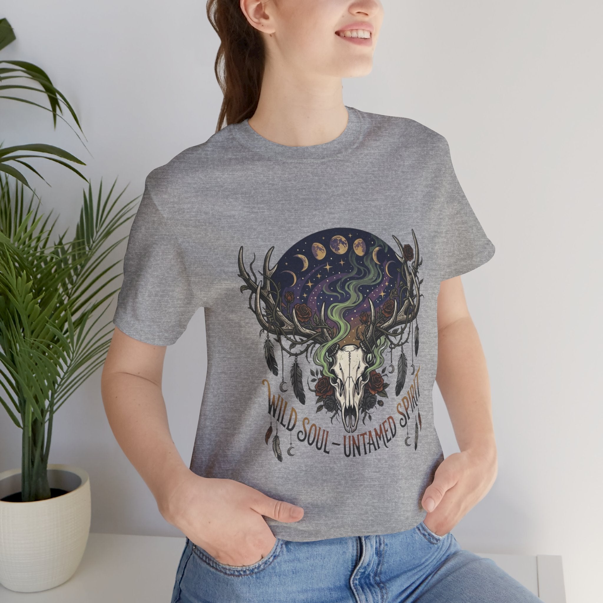 Wild Soul Tee — Boho Skull & Moon Graphic T-Shirt