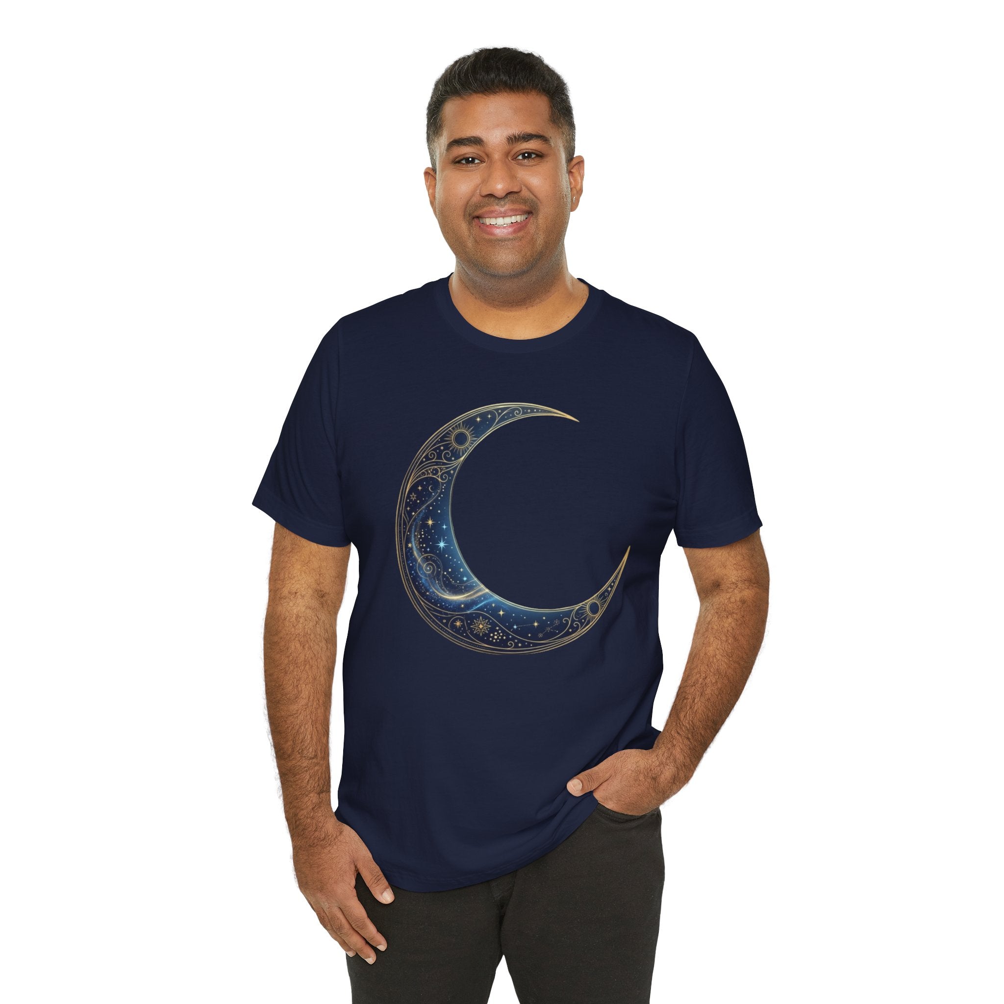 Crescent Moon Floral Tee — Celestial Night Sky Graphic T-Shirt