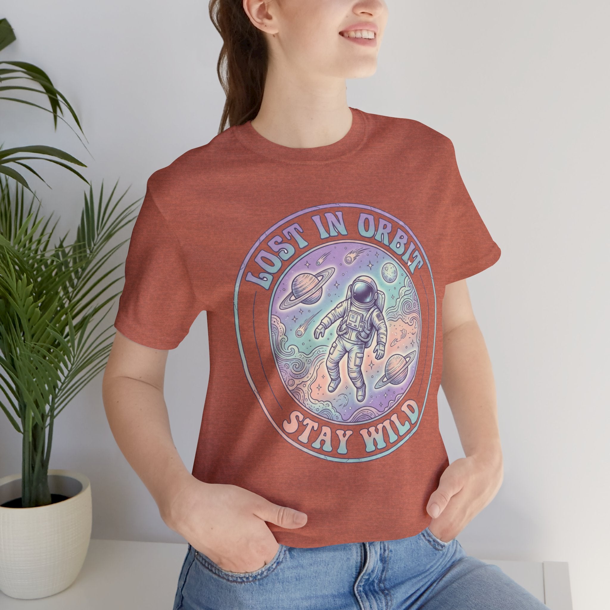 Astronaut T-Shirt — "Lost in Orbit Stay Wild" Vintage Space Tee