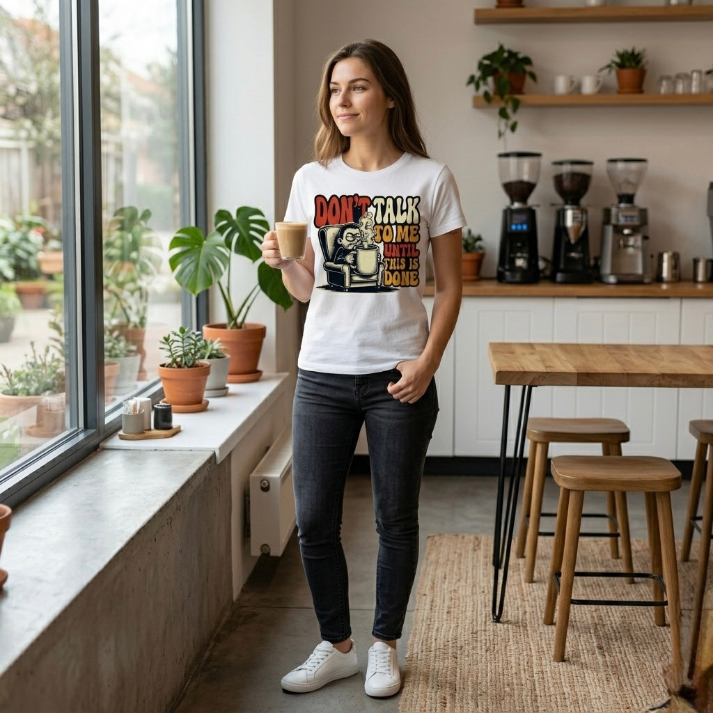 Don’t Talk to Me Until This Is Done Tee — Funny Coffee Lover T-Shirt