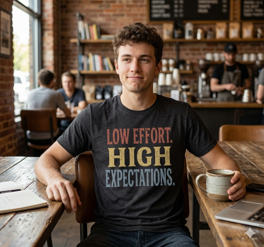 Low Effort, High Expectations Tee — Funny Sarcastic Vintage Distressed T-Shirt