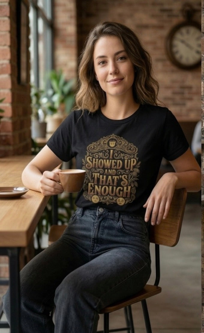 Showed Up And That's Enough T-Shirt — Inspirational Casual Tee