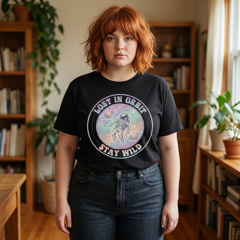 Astronaut T-Shirt — "Lost in Orbit Stay Wild" Vintage Space Tee