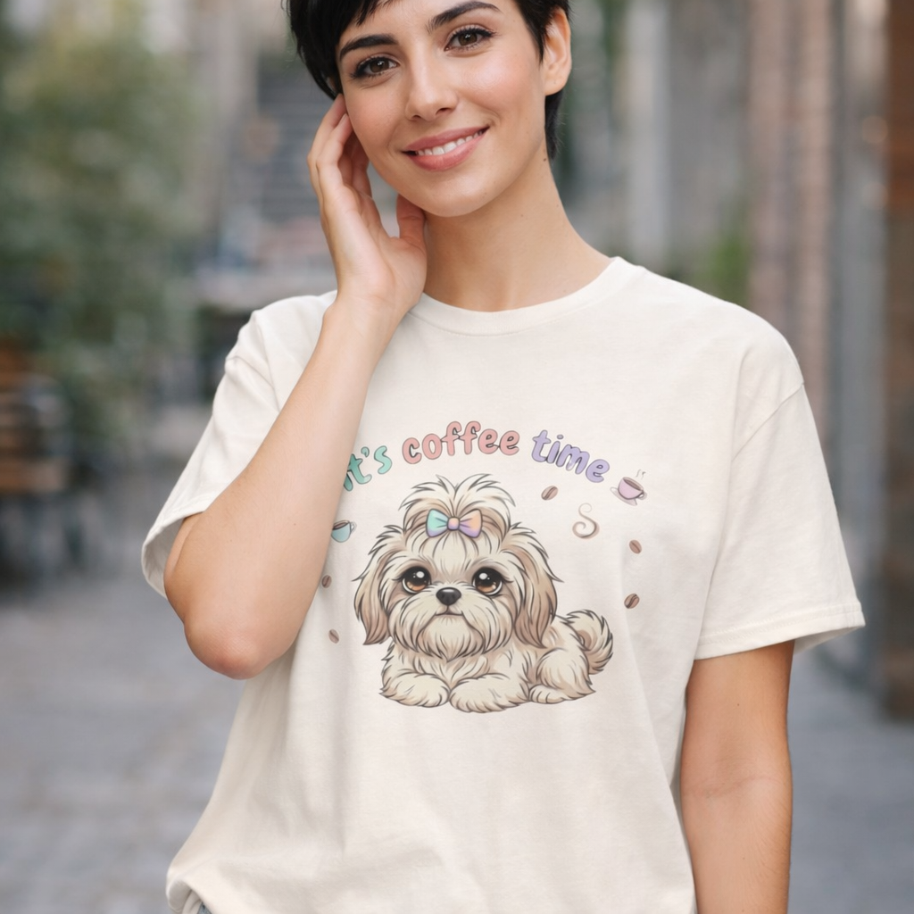 Shih Tzu 'It's Coffee Time' Oversized Tee