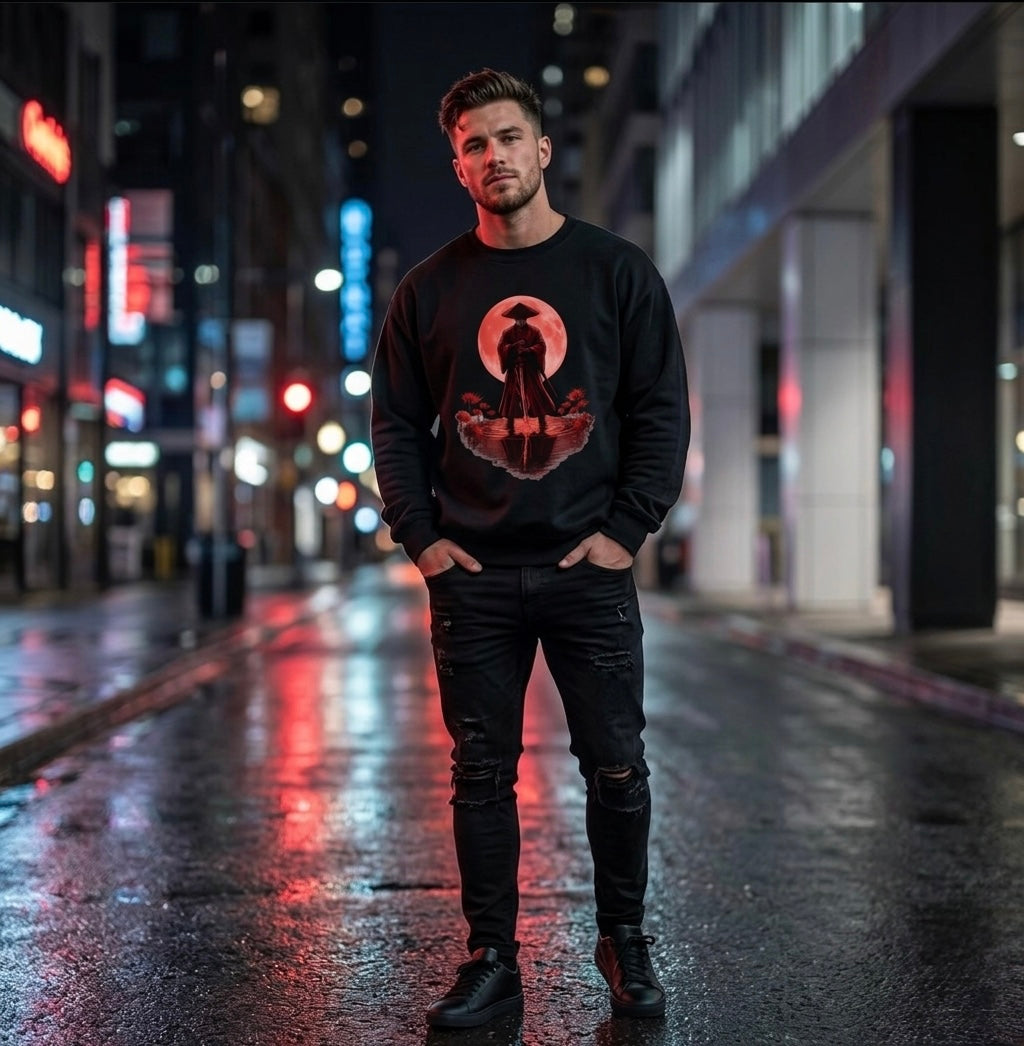 Crimson Samurai Sweatshirt – Bold Streetwear Statement