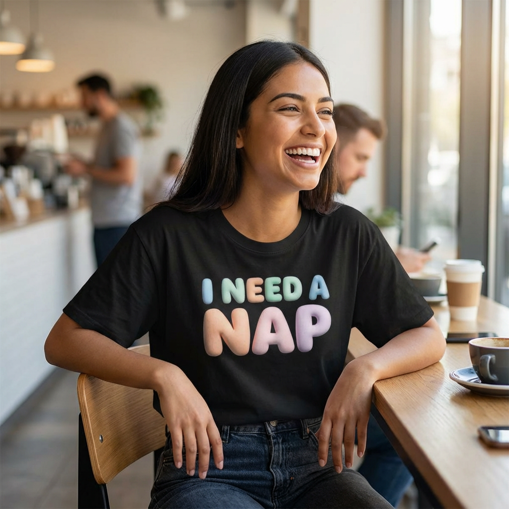 I NEED A NAP Oversized Boxy Tee — Relaxed Sleepy Graphic T-Shirt