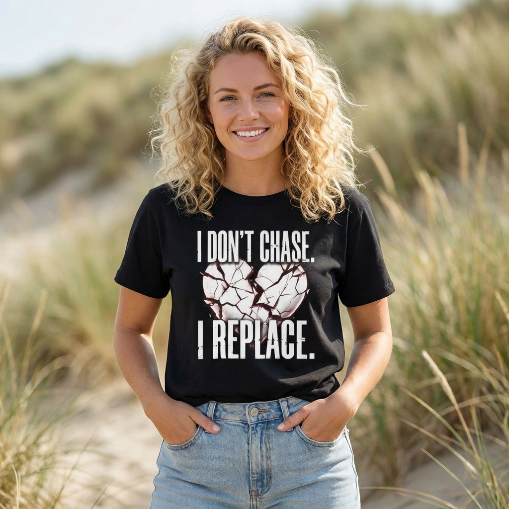 I Don’t Chase I Replace Oversized Boxy Tee — Statement Graphic T-Shirt