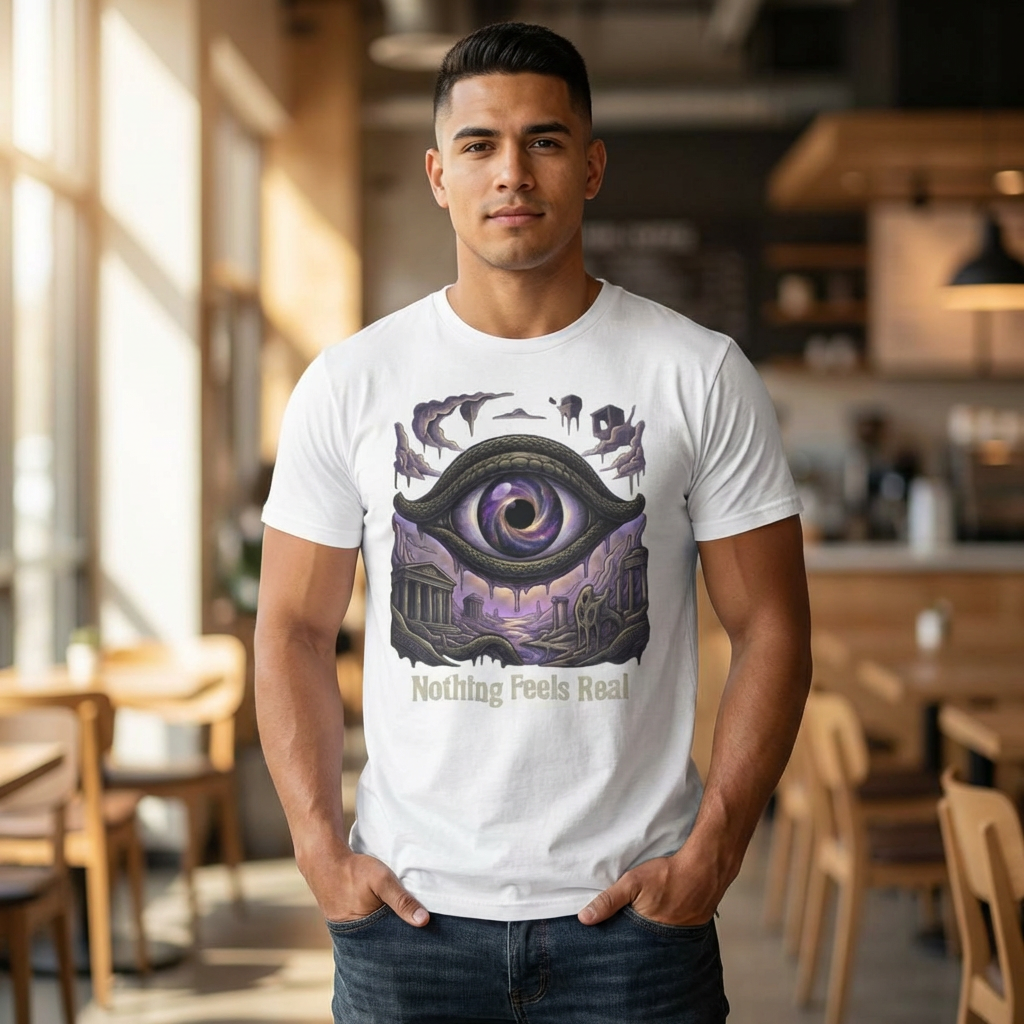 Nothing Feels Real — Surreal Graphic T‑Shirt