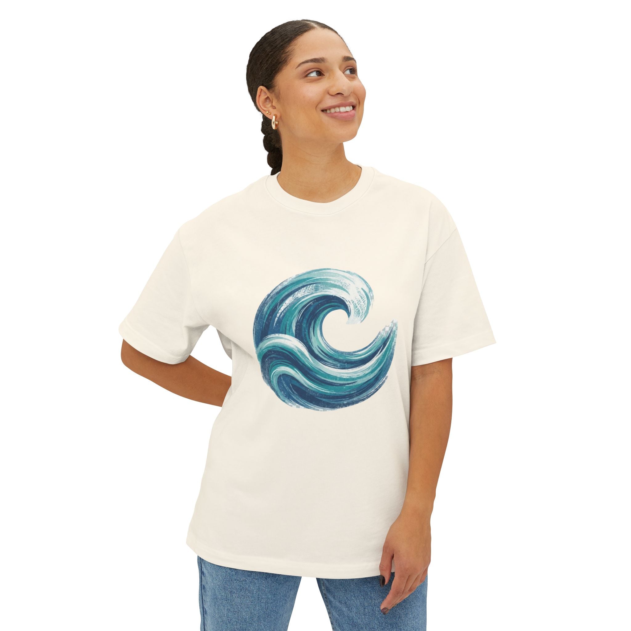 Ocean Wave Graphic Tee – Unisex Oversized Boxy Tee
