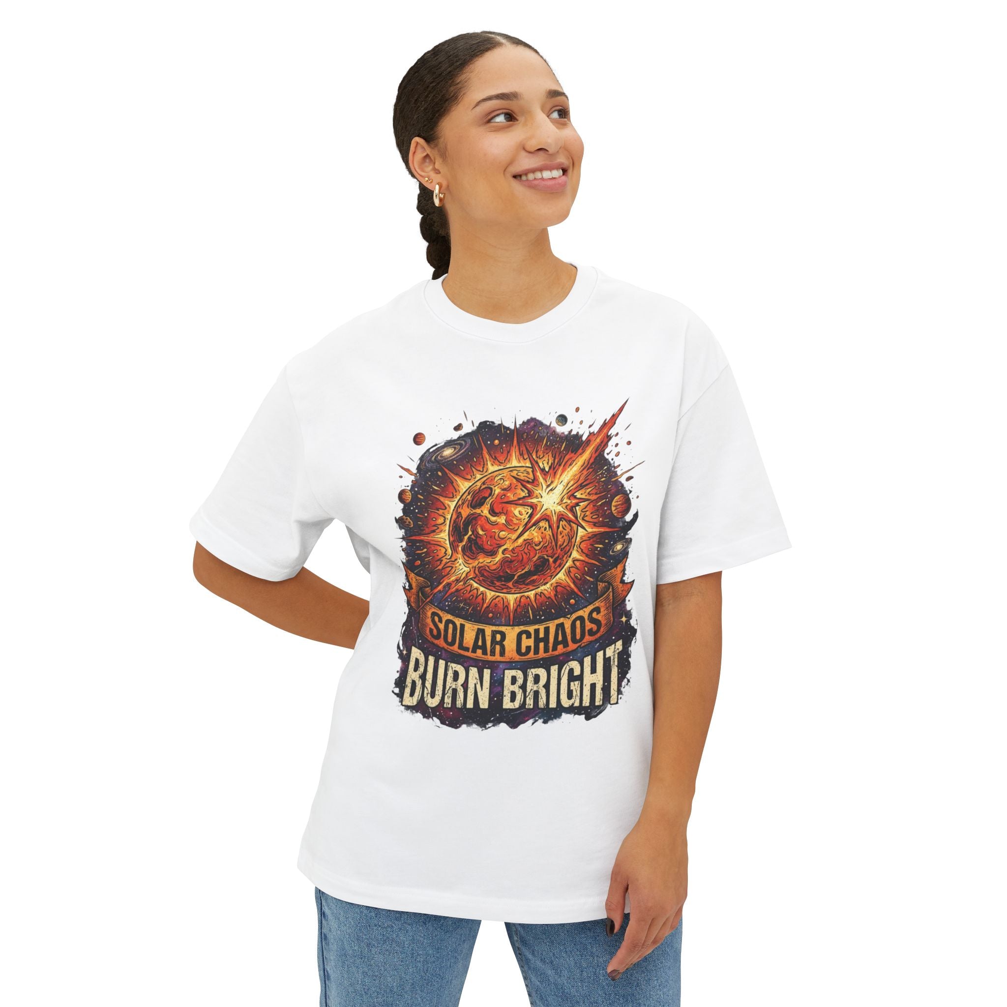 Solar Chaos "Burn Bright" Oversized Boxy Tee