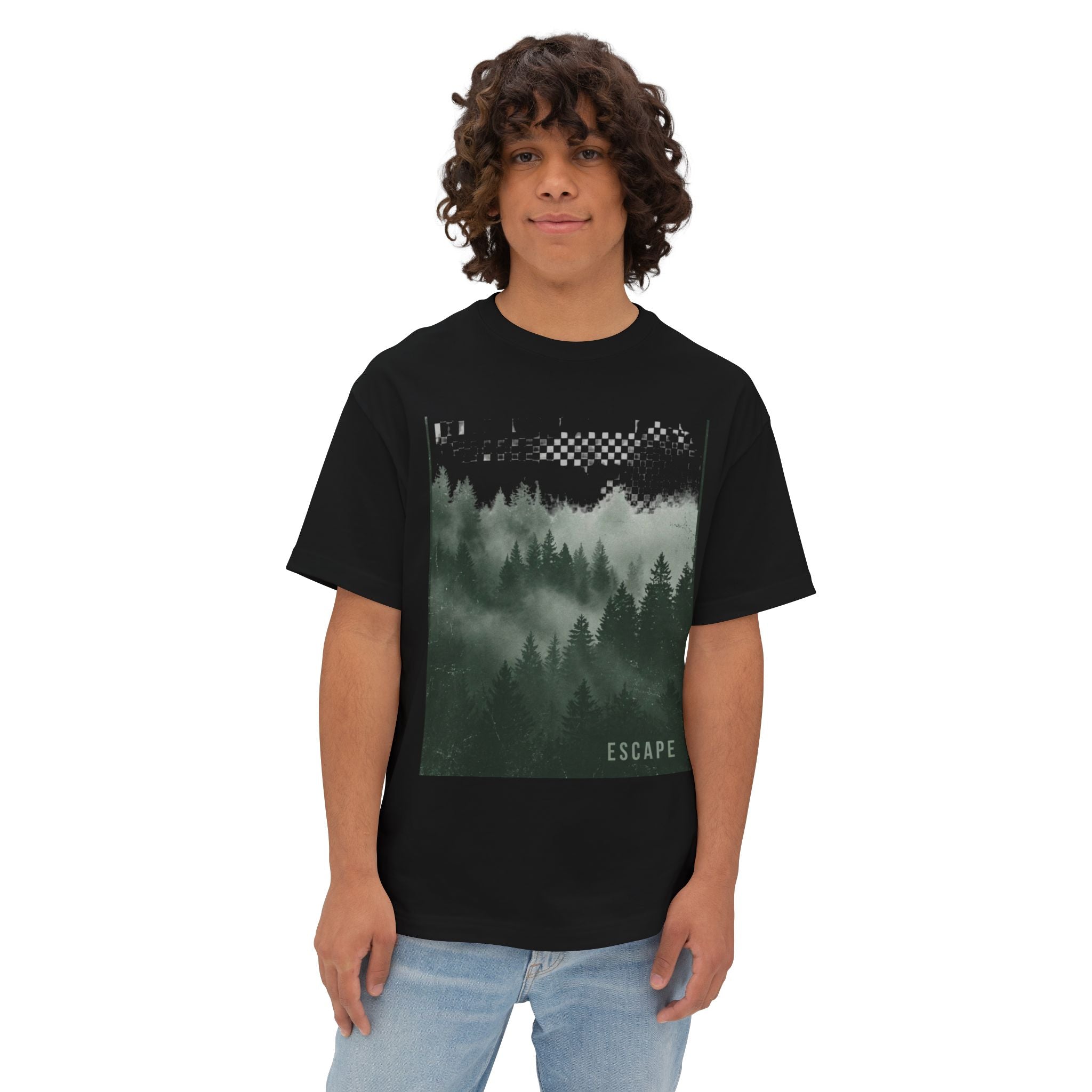 Escape Minimal Forest Graphic Tee — Oversized Boxy Tee