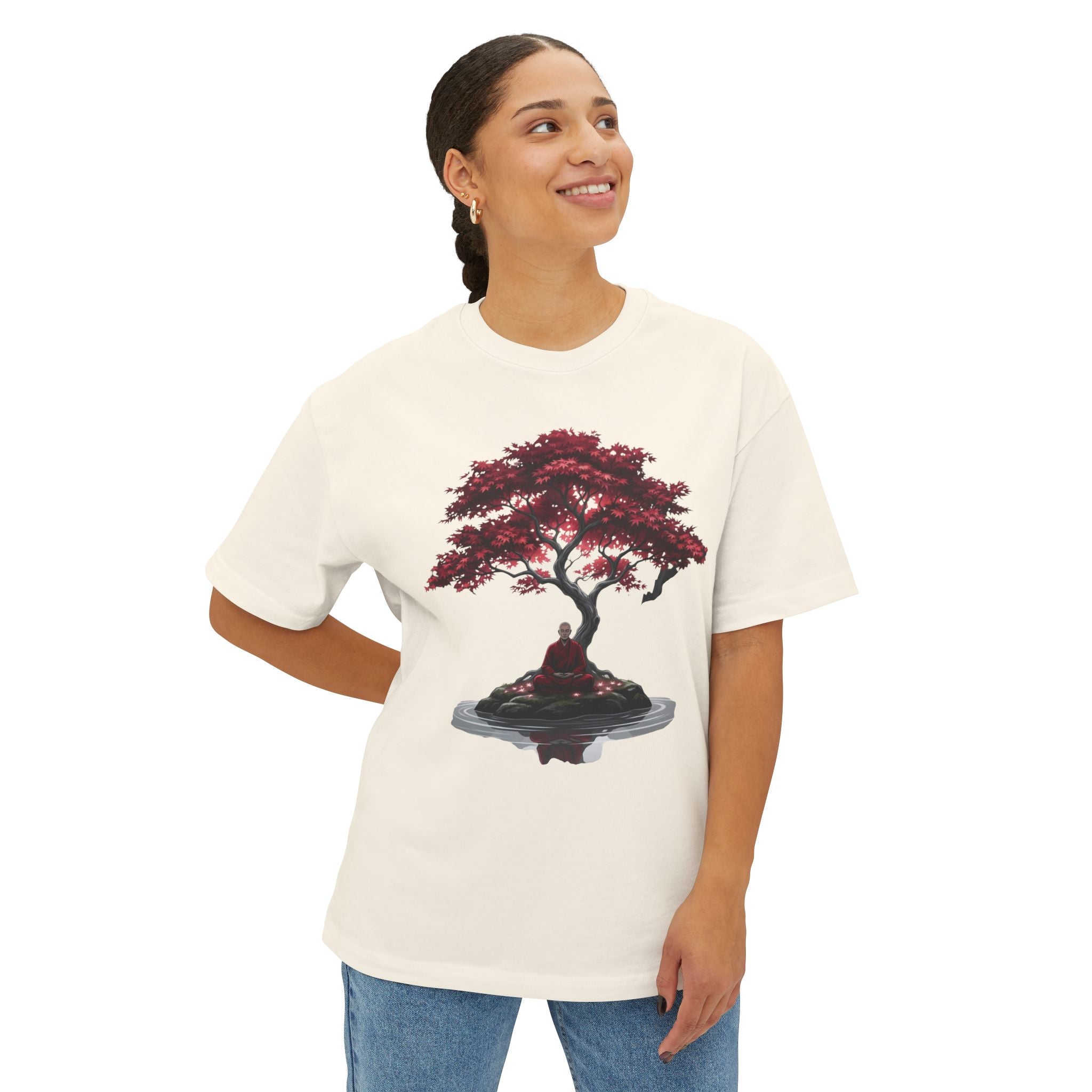 Inner Peace Oversized Boxy Tee — Relaxed Fit Mindfulness Graphic Shirt
