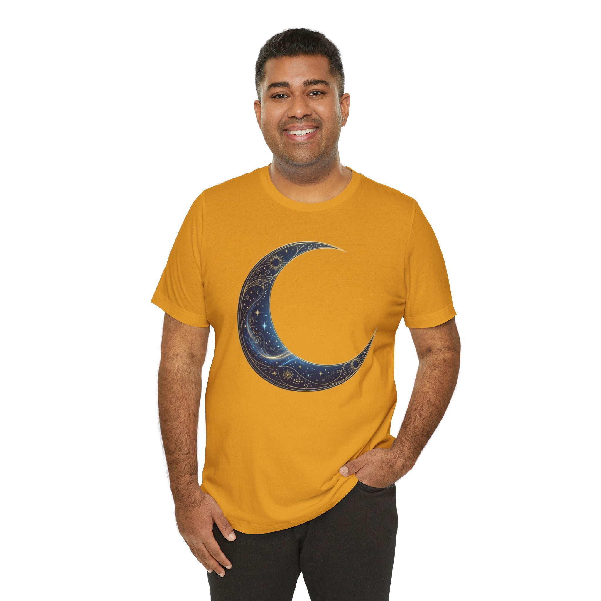 Crescent Moon Floral Tee — Celestial Night Sky Graphic T-Shirt