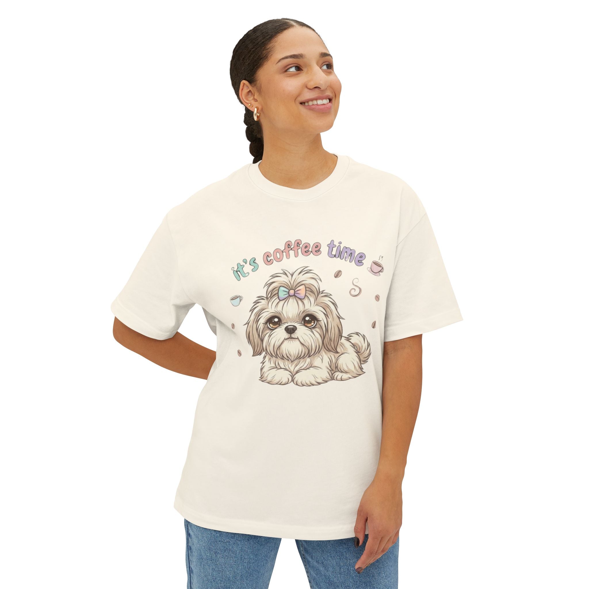 Shih Tzu 'It's Coffee Time' Oversized Tee